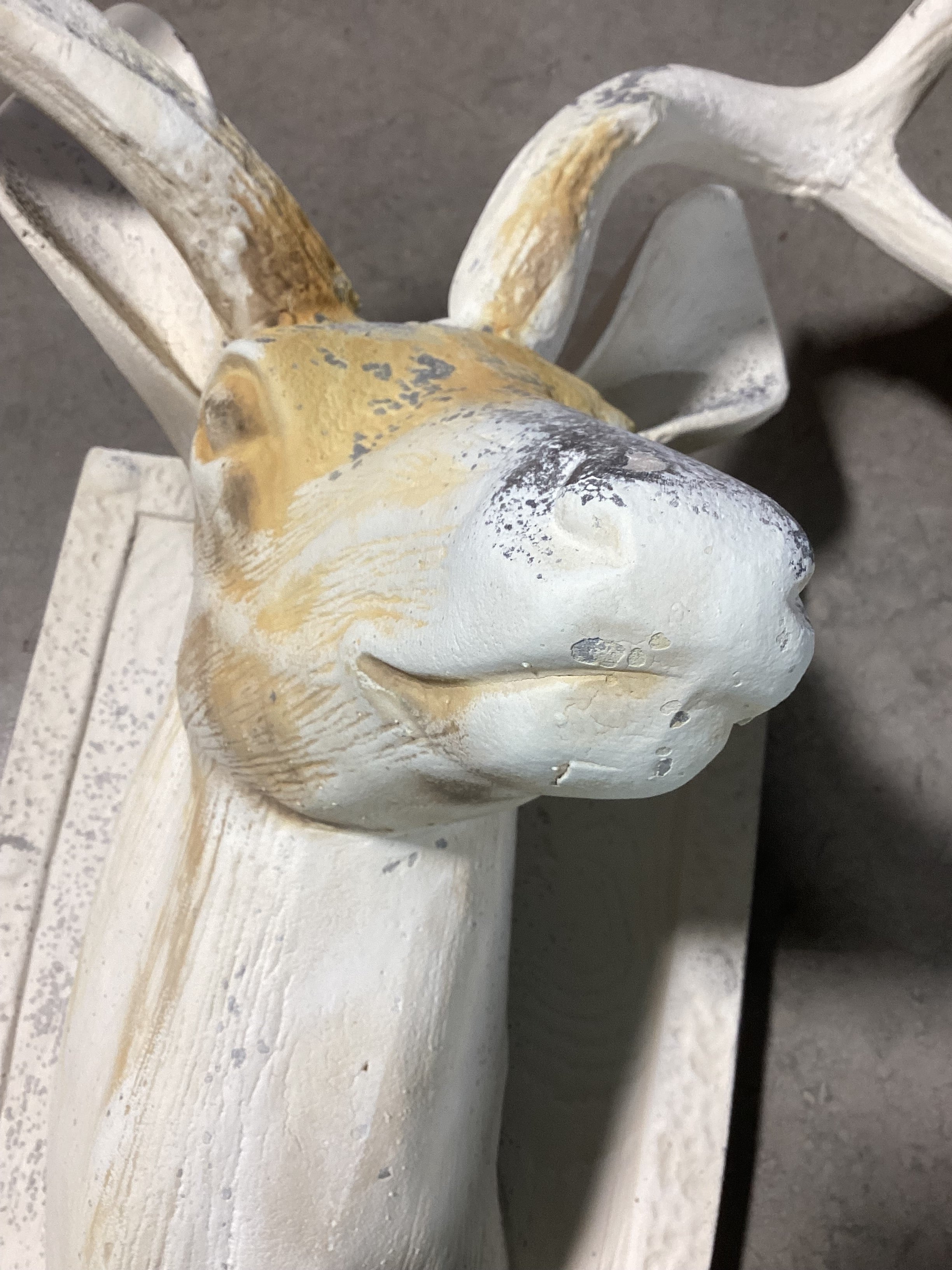 Rustic Shabby Chic Aluminum Cast Of Deer Head On Plaque 28" x 14" x 37"