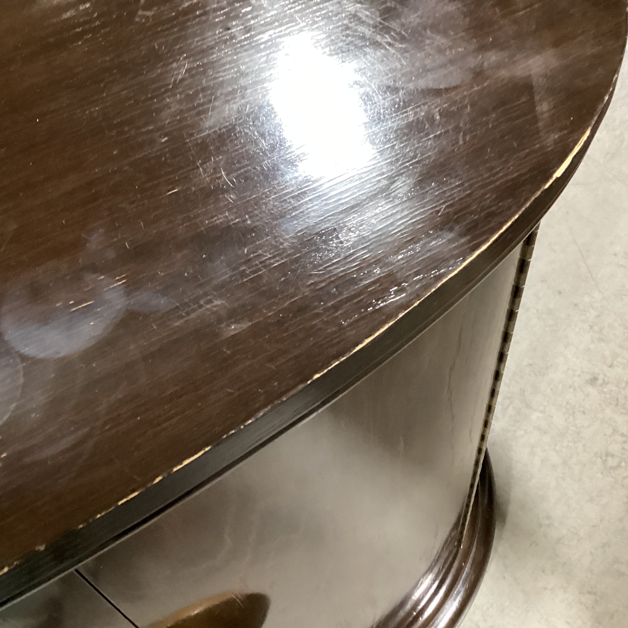 Dark Finish Solid Wood Oval 2 Door Cabinet End Table 32.5"x 21"x 29"