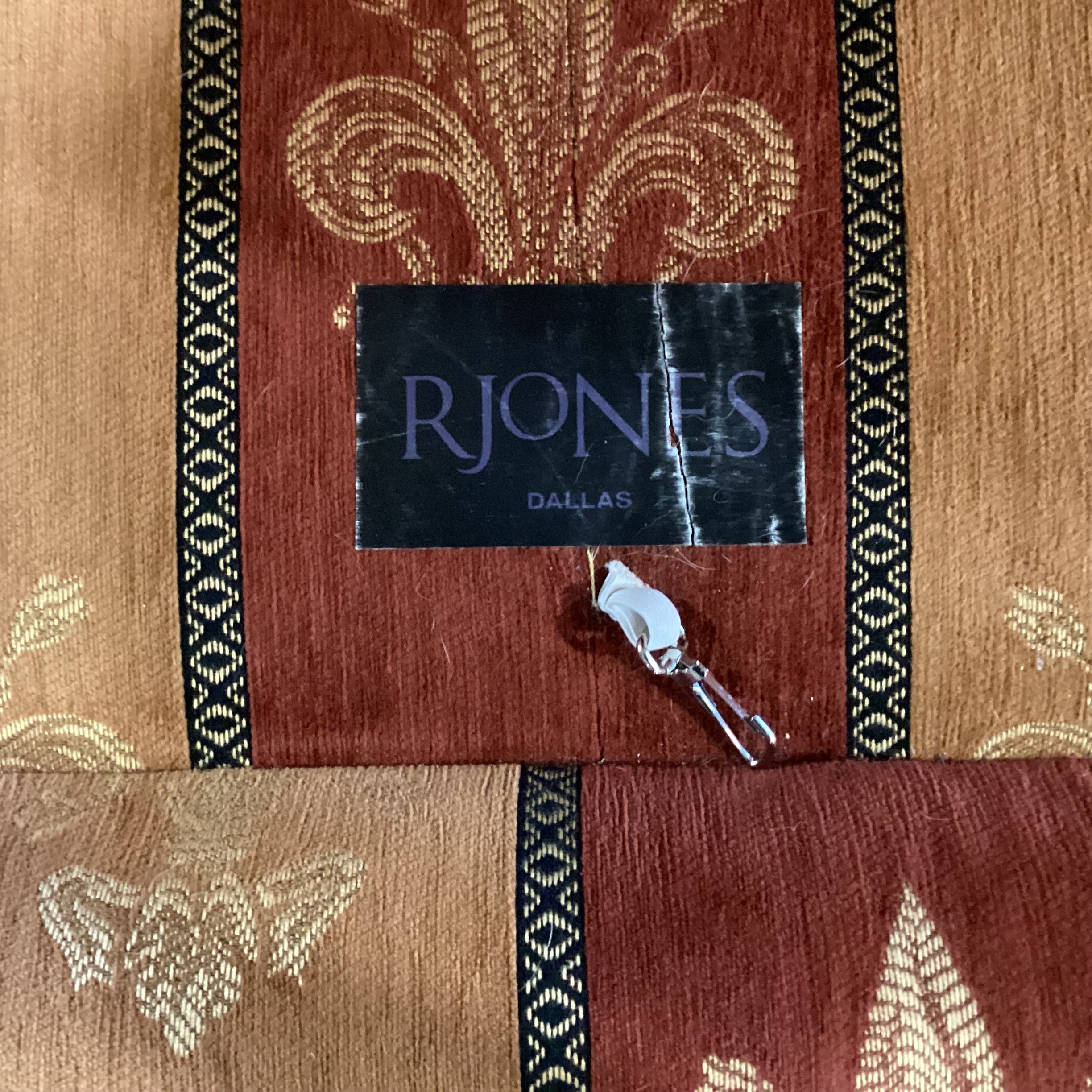 R Jones Custom Rust Gold Fleur De Lis Down Mix 2 Piece Sofa 103"x 37"x 30"