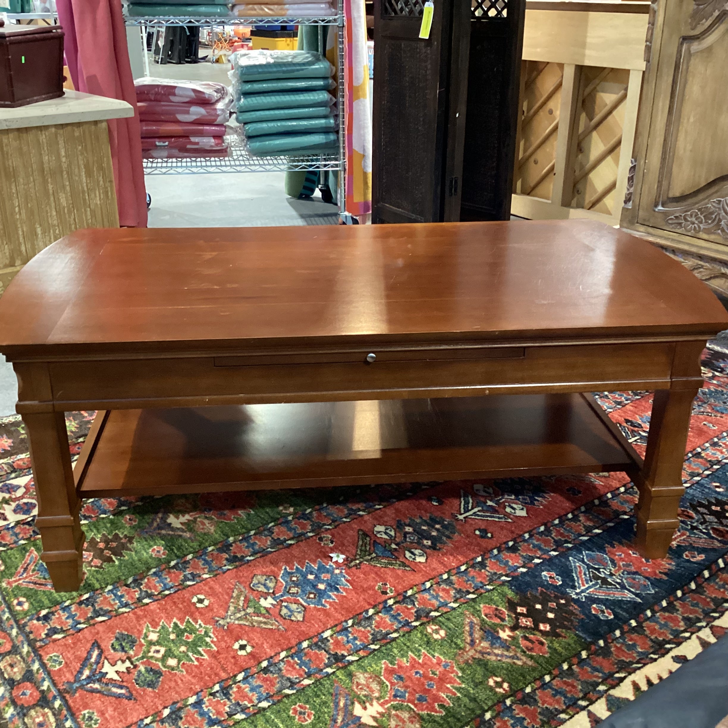 Finished Wood with 2 Pullouts & Bottom Shelf Coffee Table 50"x 27.5"x 19.5"