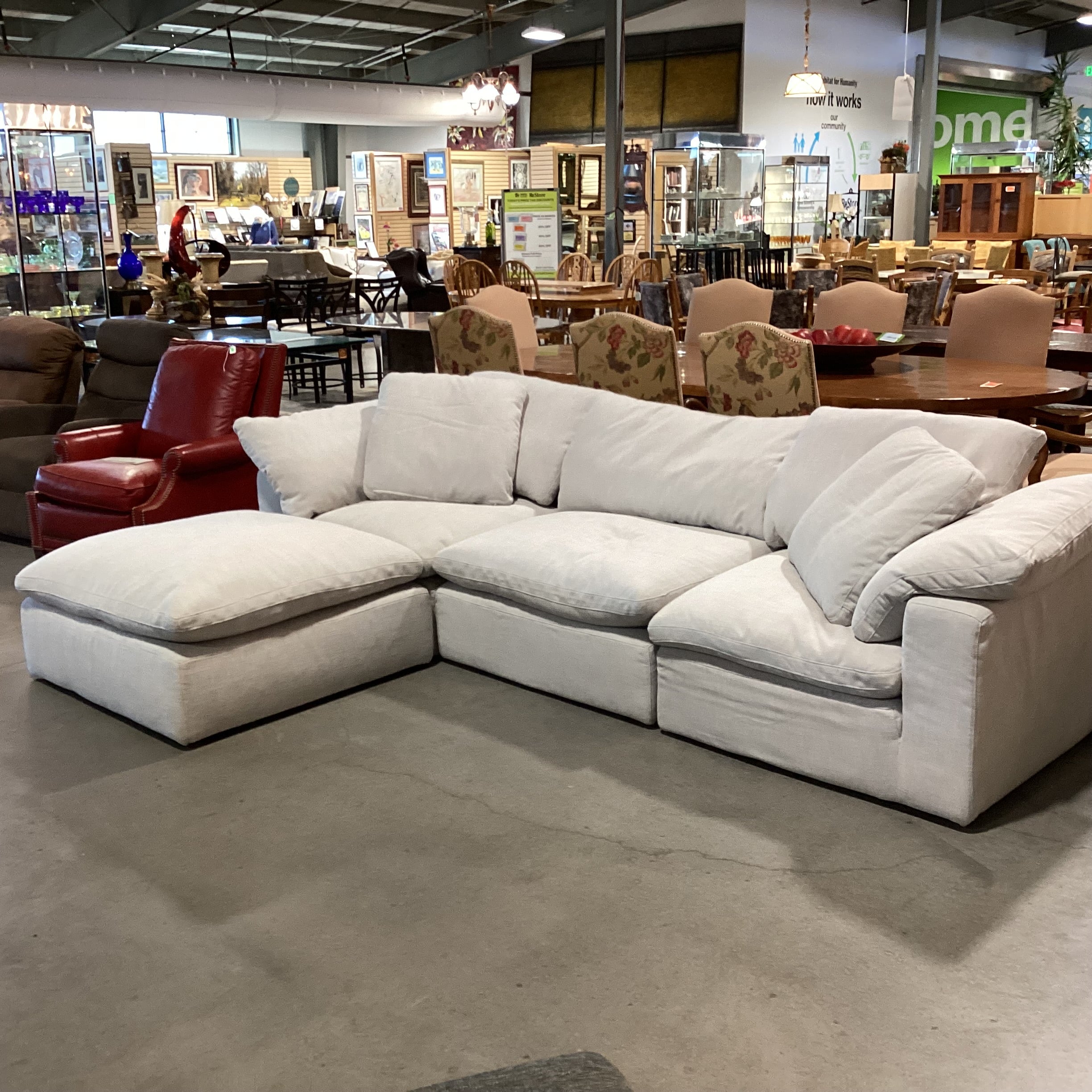 Restoration Hardware The Original Cloud Linen Down Mix 4 Piece Sectional 121"x 81"x 40"x 36"