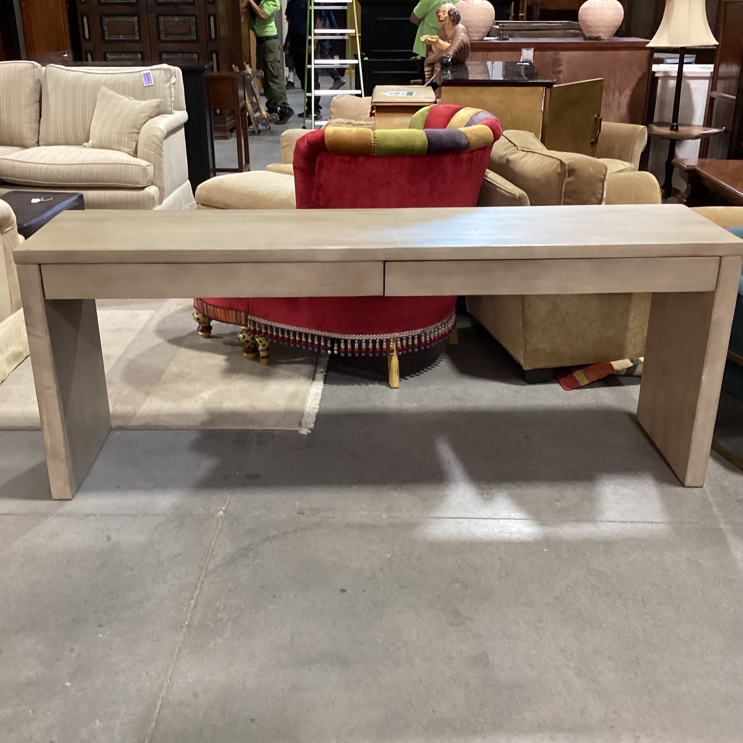 Pottery Barn Pismo Kiln Dried Solid Wood with Seadrift Finish 2 Drawer Console 80"x 20"x 31"