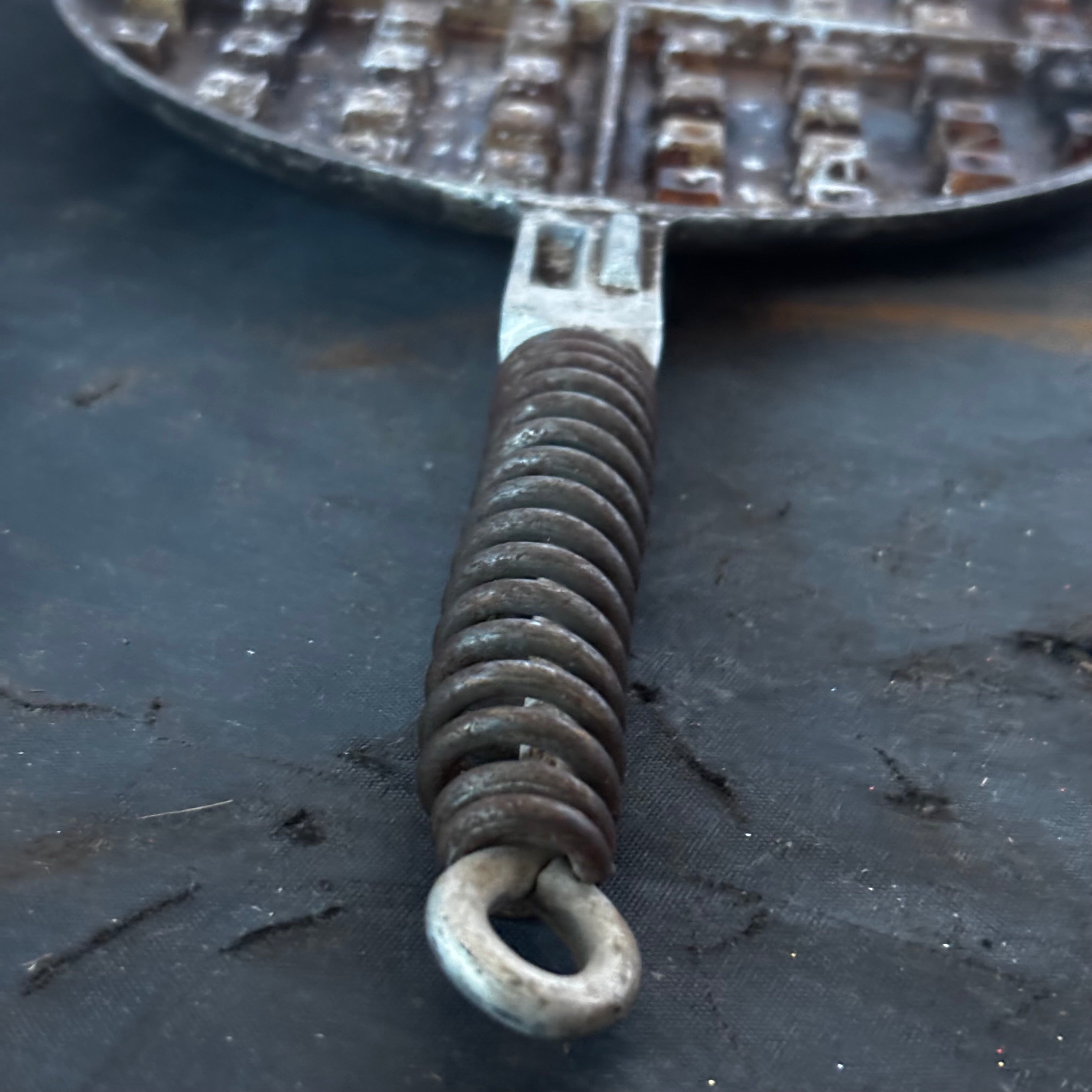 Antique Cast Iron Wagner Ware Waffle Iron, 15" x 5"