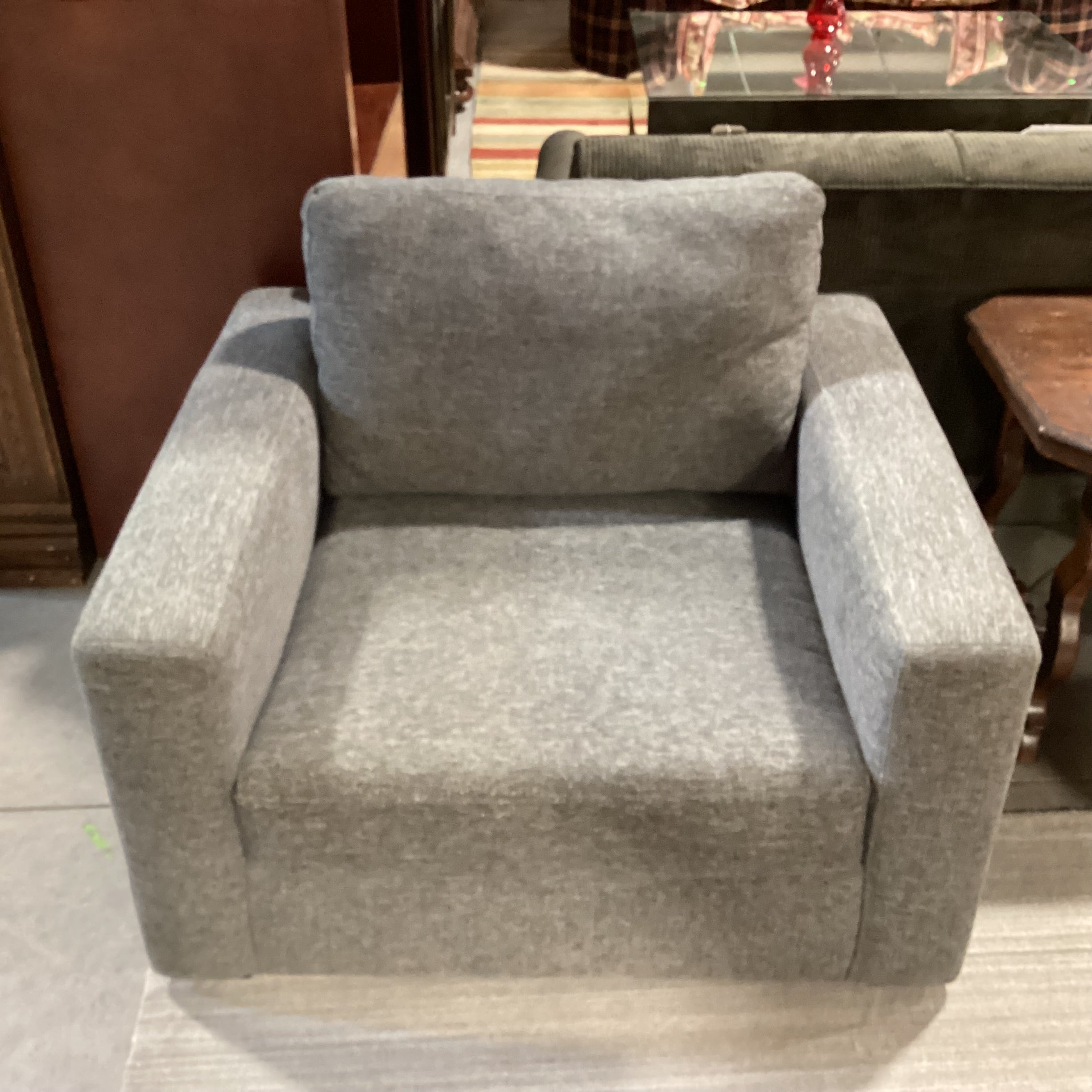 Heather Grey Woven Track Arm Oversized Chair 45"x 41"x 30"