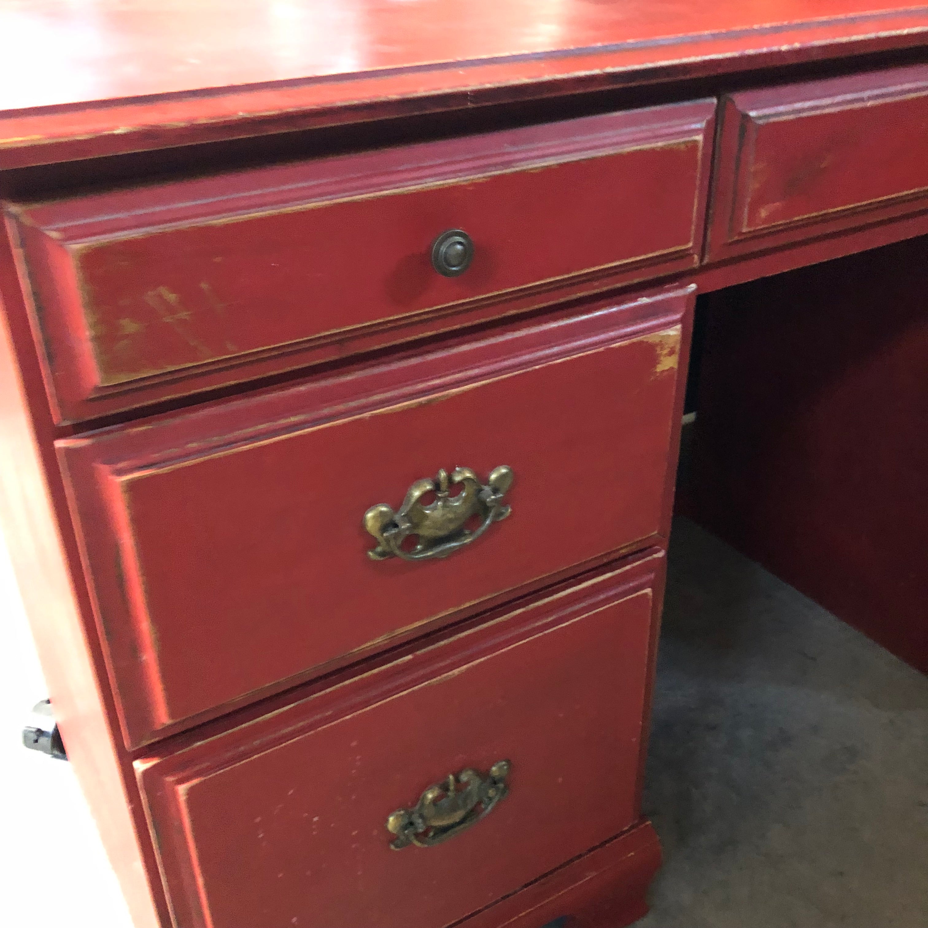Rustic Style Solid Wood Red Office Desk 54"x 20.5"x 30.5"
