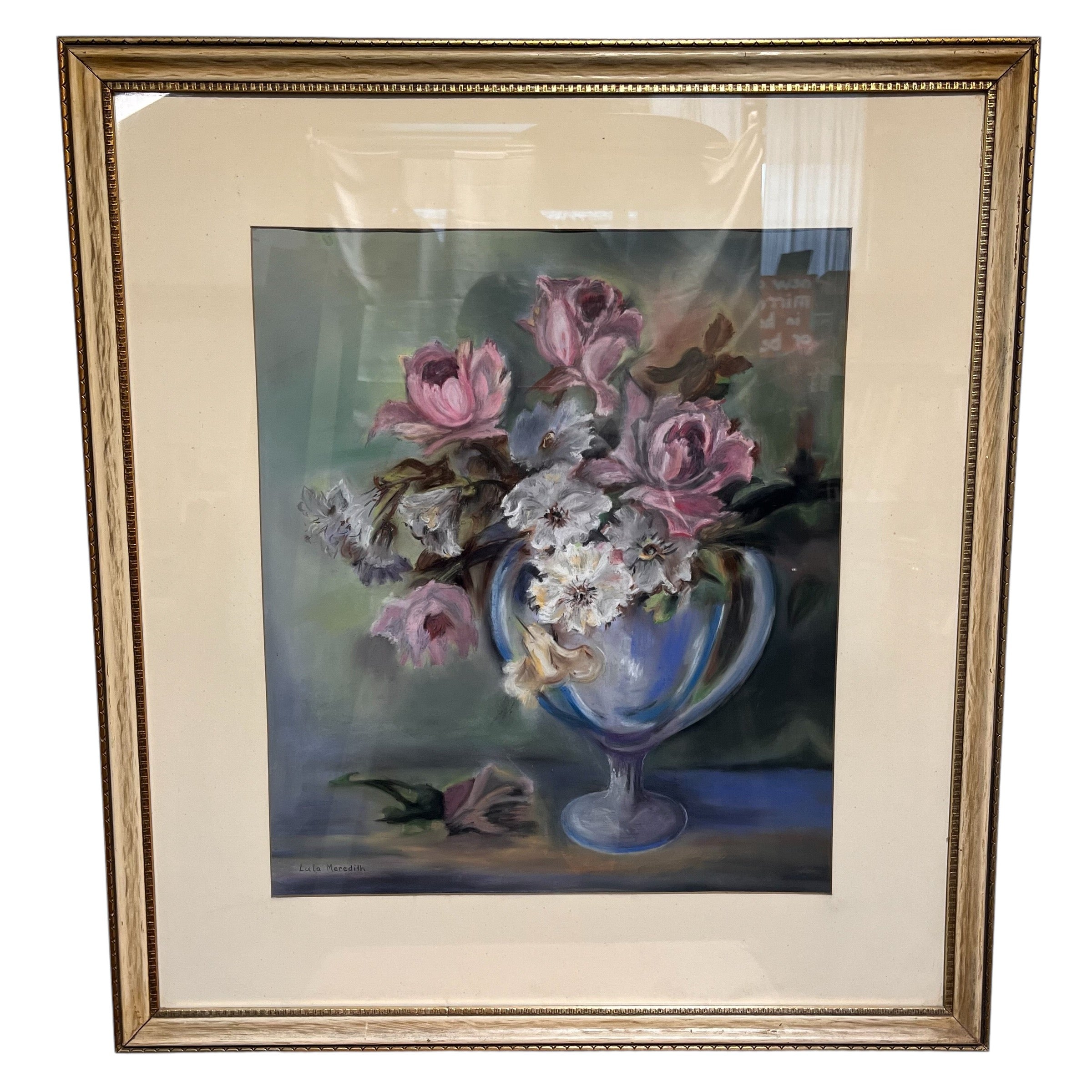 Lula Meredith Original Bouquet Still Life Chalk Pastel on Paper Wall Decor; 28.75"x 31.5"