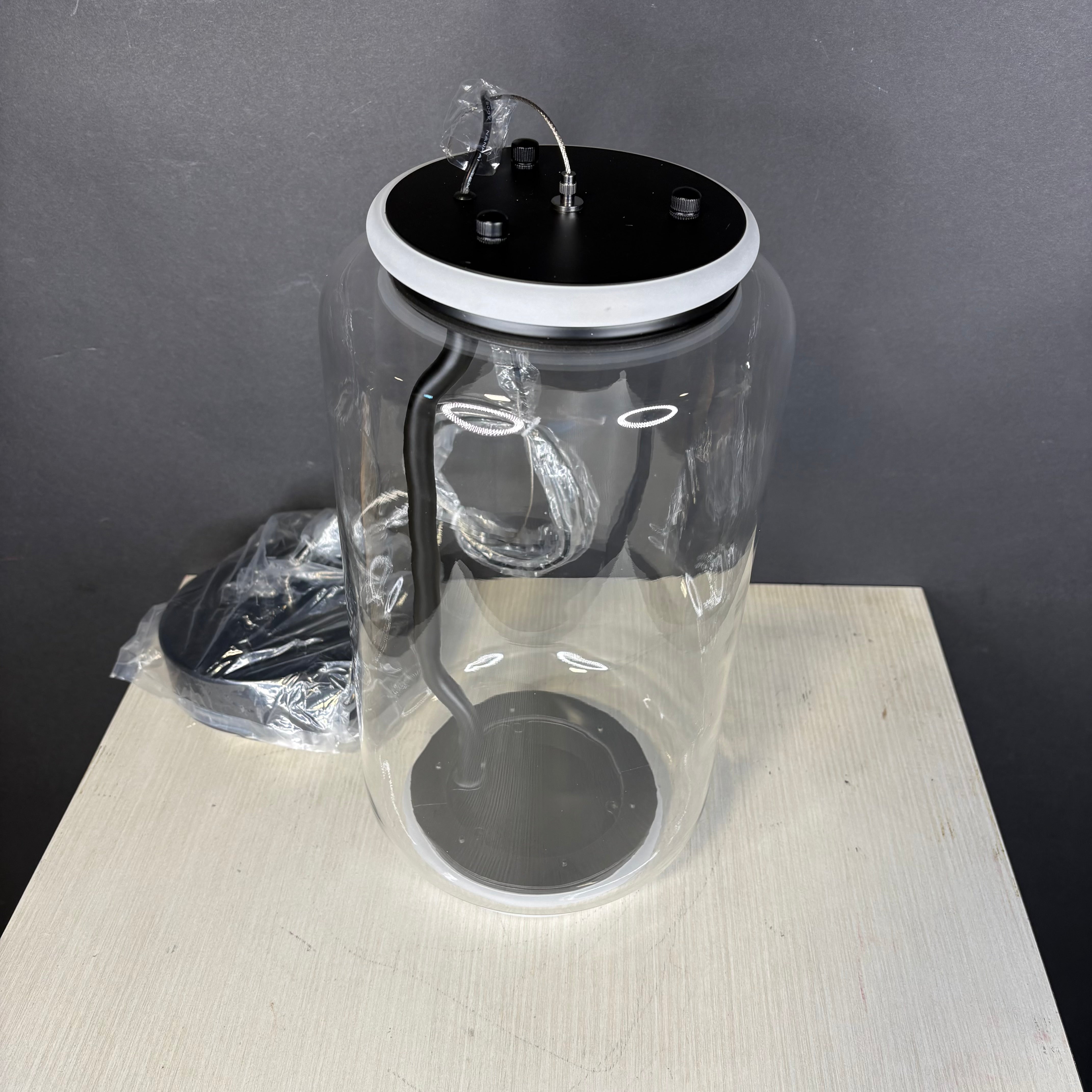 Flos Noctambule LED Matte Black and Glass Ceiling Pendant 7” Diameter x 13” - 65”