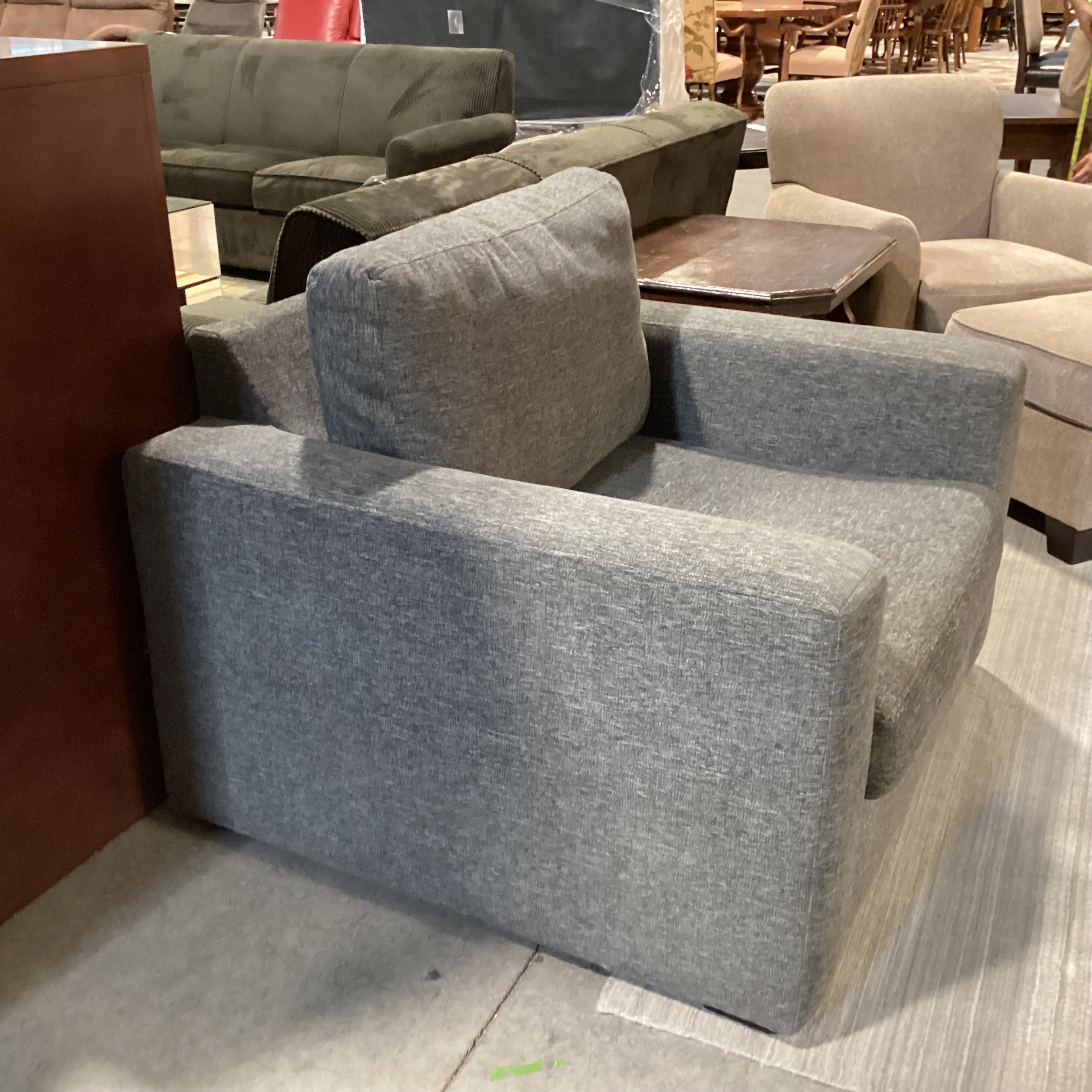 Heather Grey Woven Track Arm Oversized Chair 45"x 41"x 30"