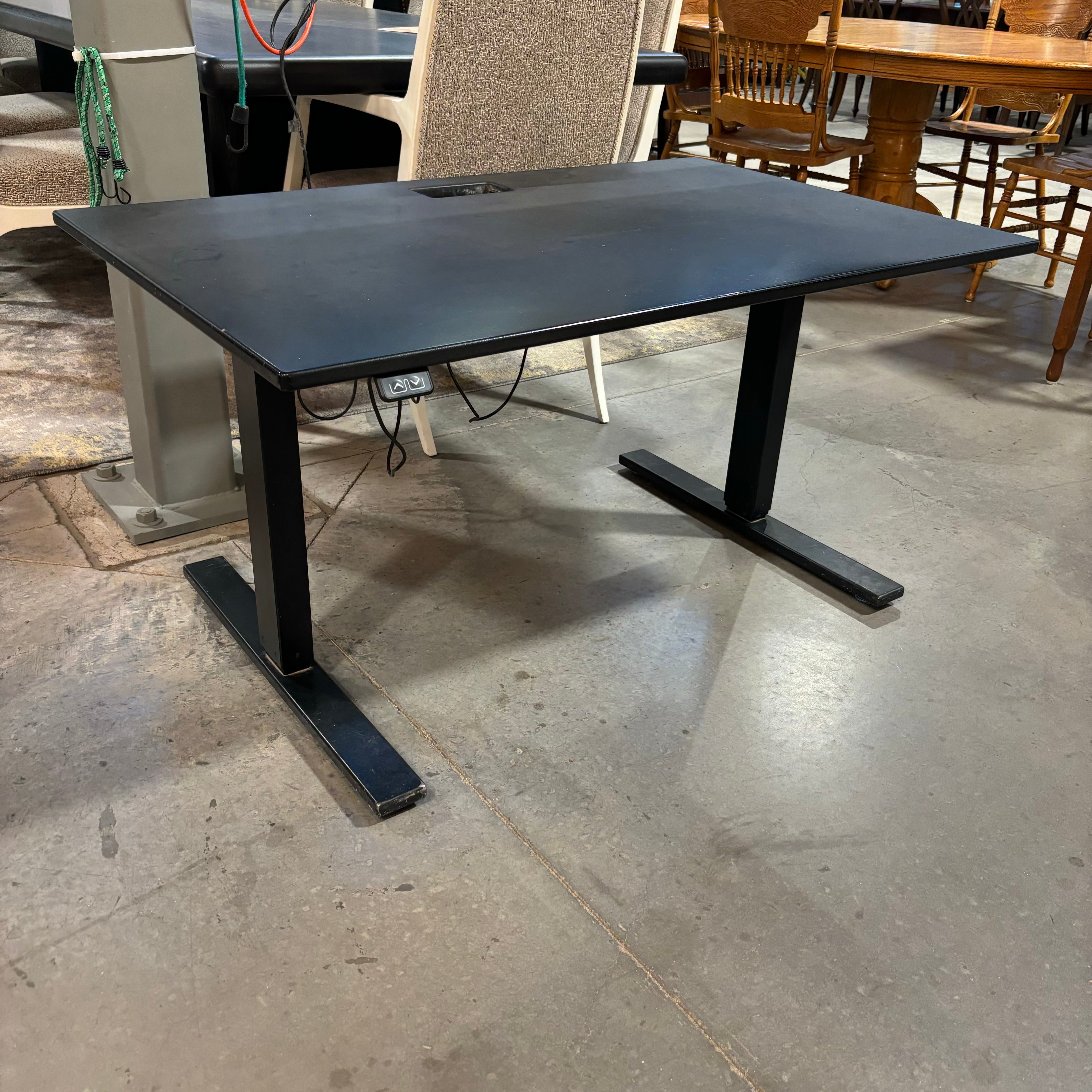 Evodesk Black Coated Wood & Steel Base Adjustable Height Sit to Stand Desk 48"x 30"x 24.5" to 50"