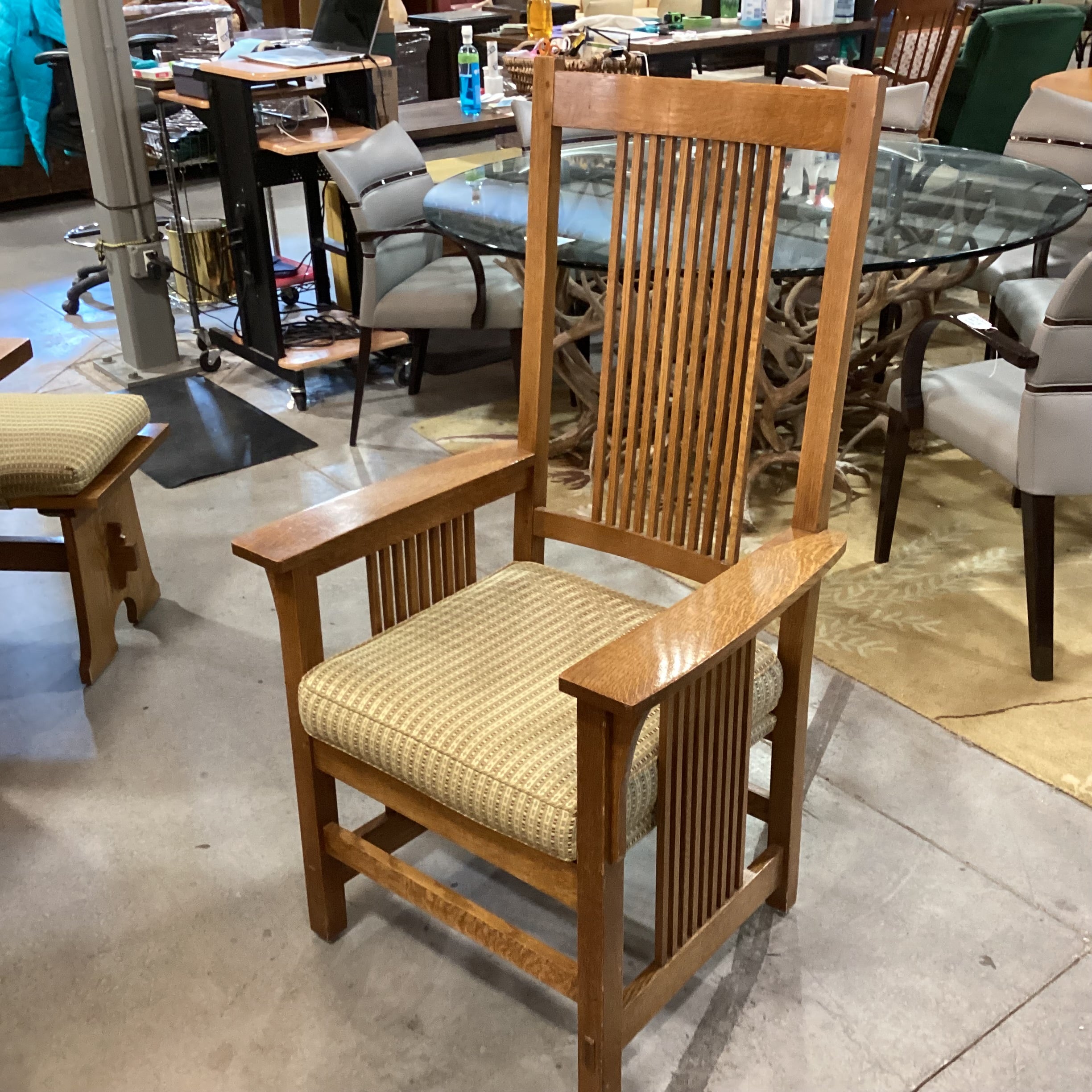 Stickley Mission Oak Table with 2 Arm Chairs & 2 Benches Dining Set 62"x 36"x 30"