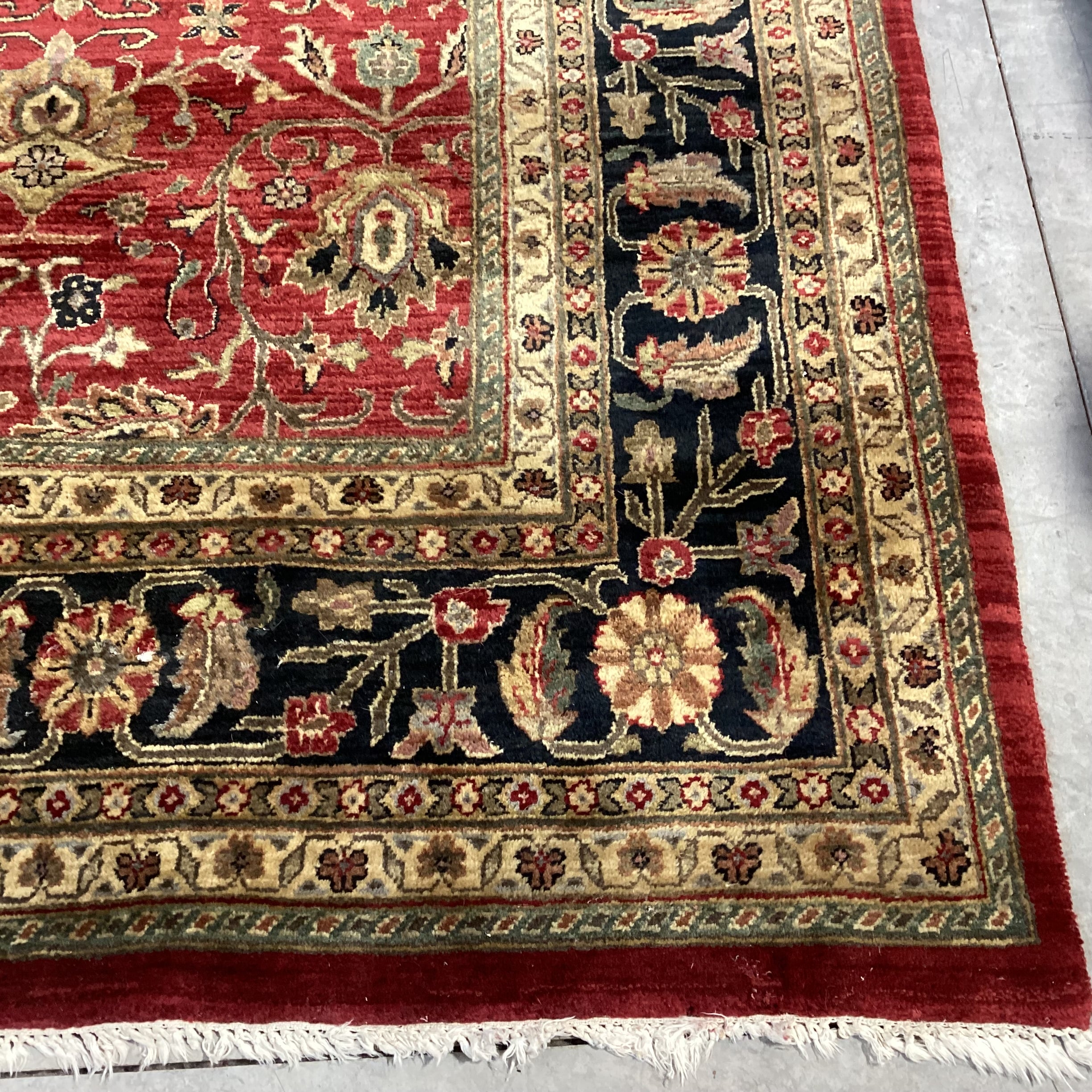 Red Gold Black Hand Woven Wool Rug 8'1"x 10'1"