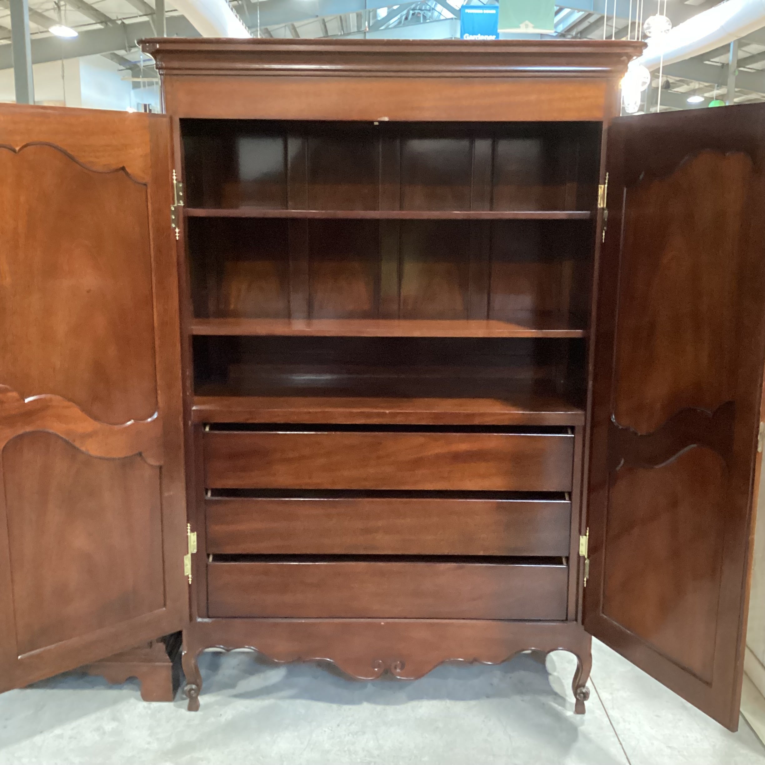 Kindel Winterthur Reproductions Lacquer Finished Wood 2 Door 3 Drawer Armoire 52"x 23"x 75"