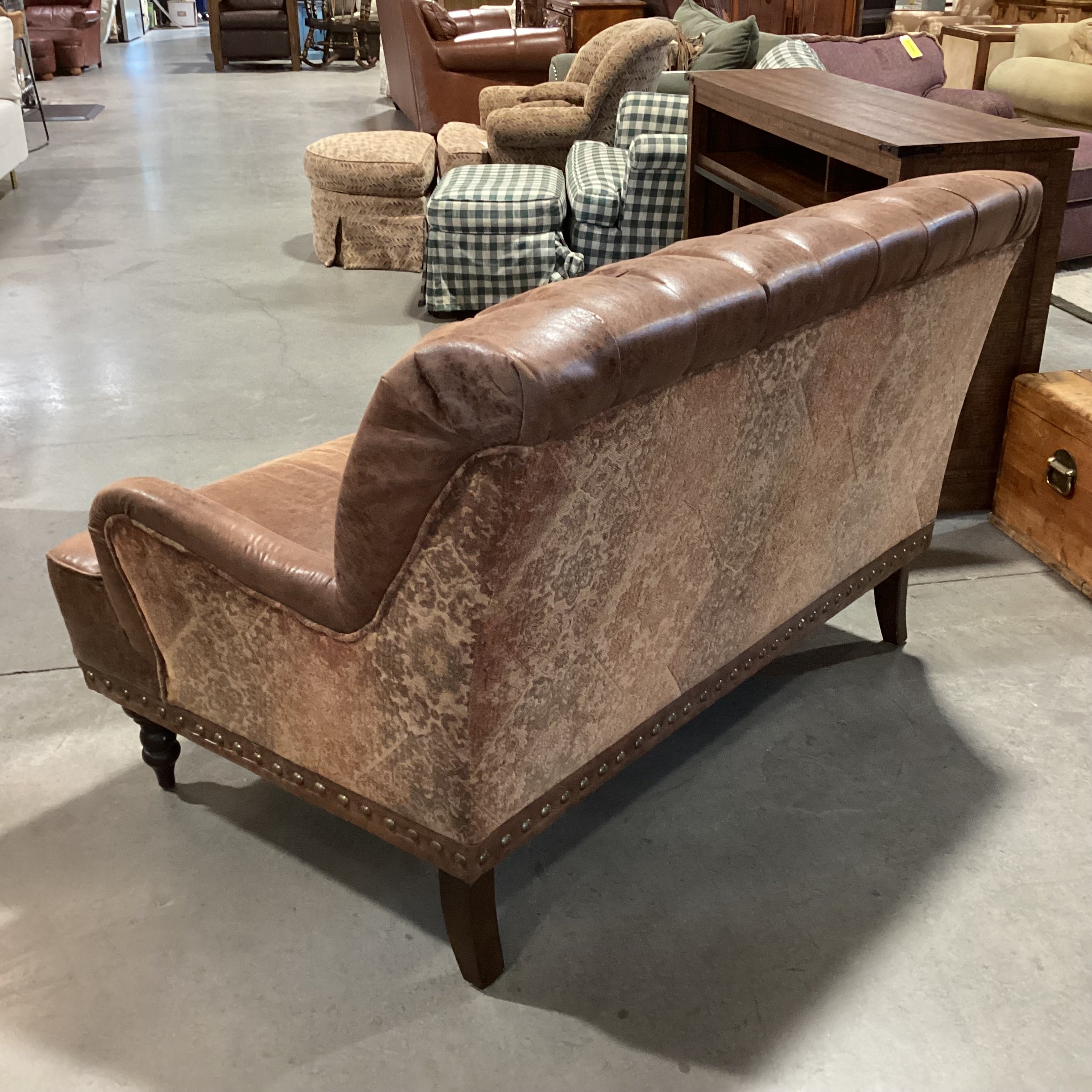 Pier 1 Imports Faux Leather Tufted Nail Head & Upholstery Love Seat Sofa 55"x 38"x 35"