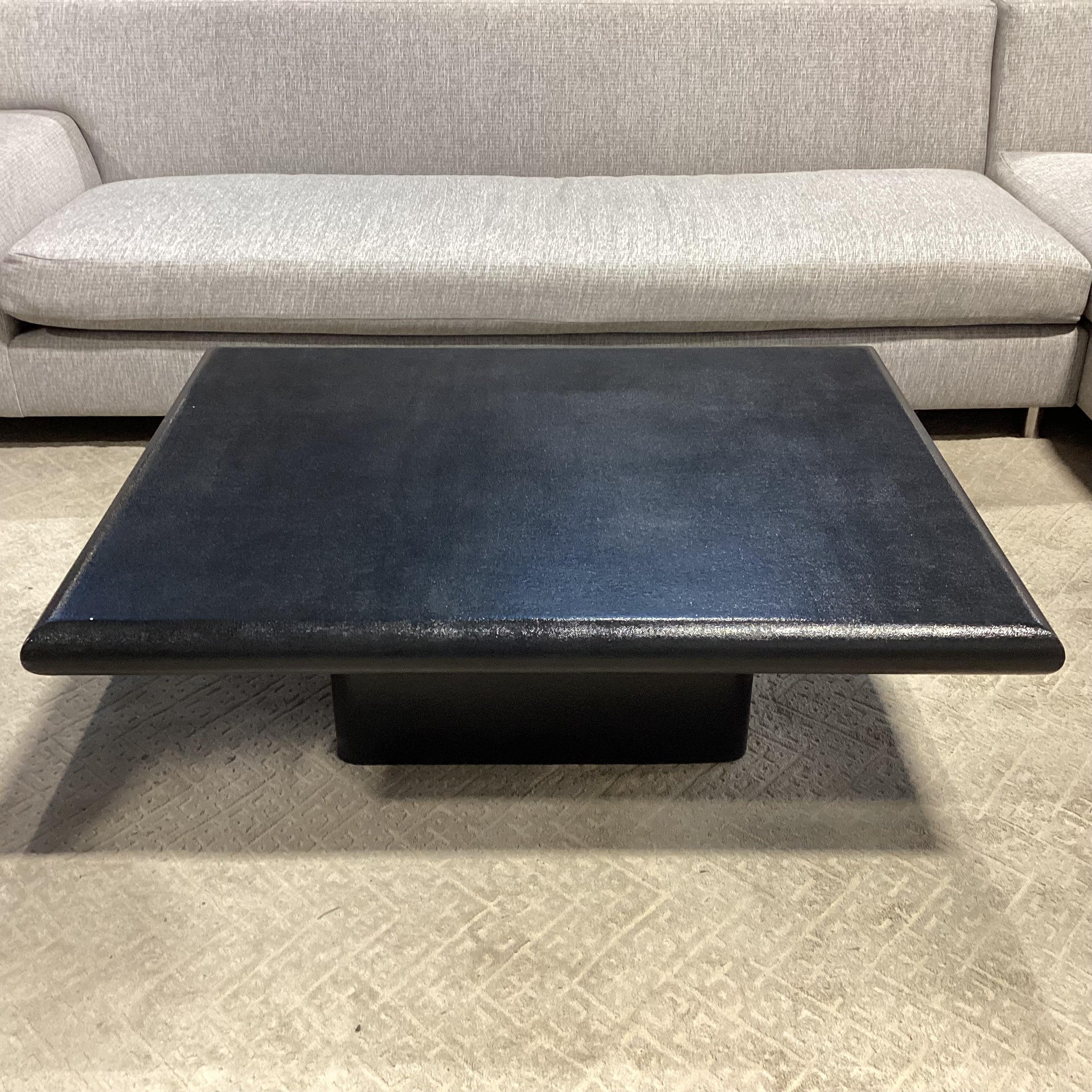 Custom Modern Black Lacquered Linen Wrapped Coffee Table 50"x 40"x 16"