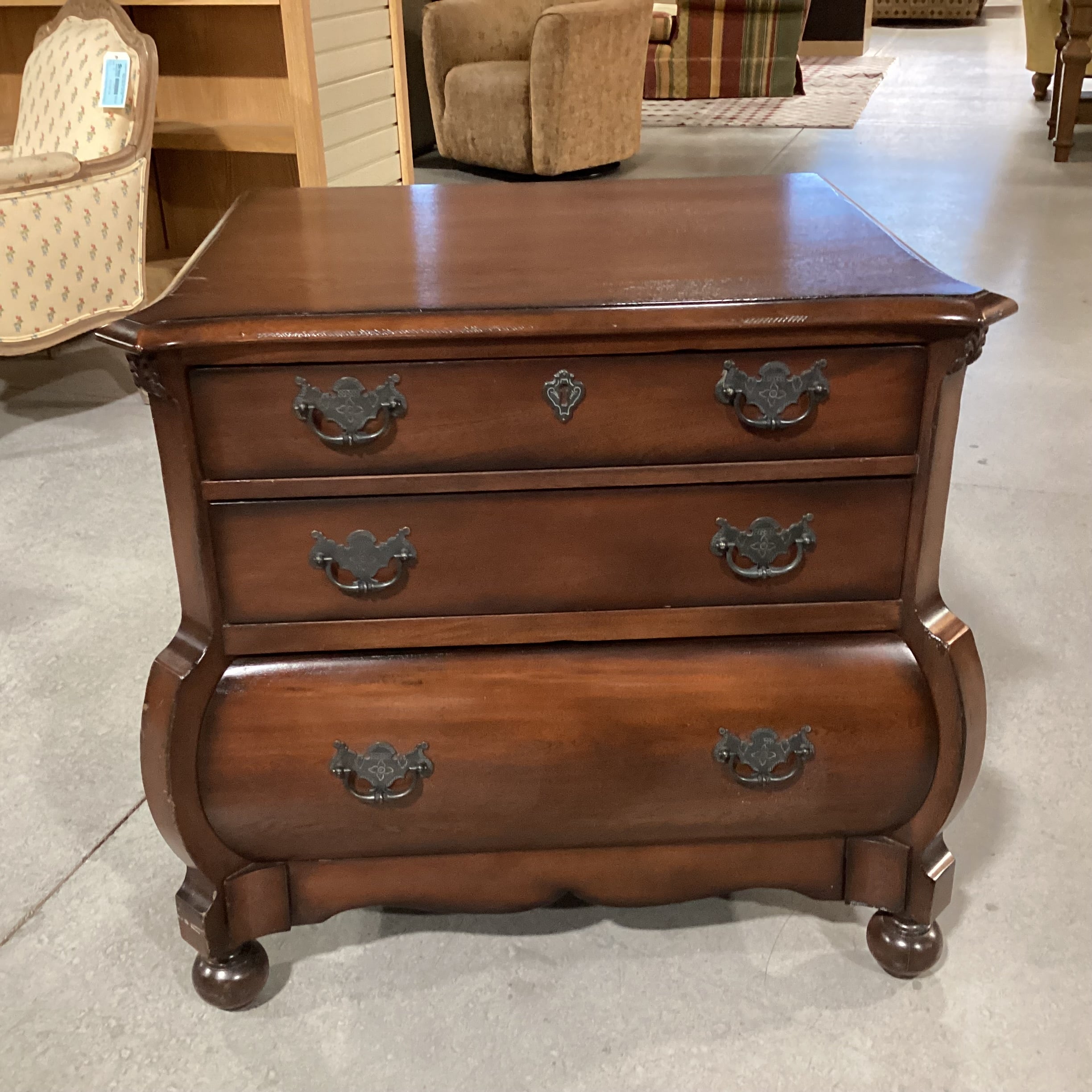 Ralph Lauren Dark Finish Carved Wood 3 Drawer Chest 32"x 23"x 29"