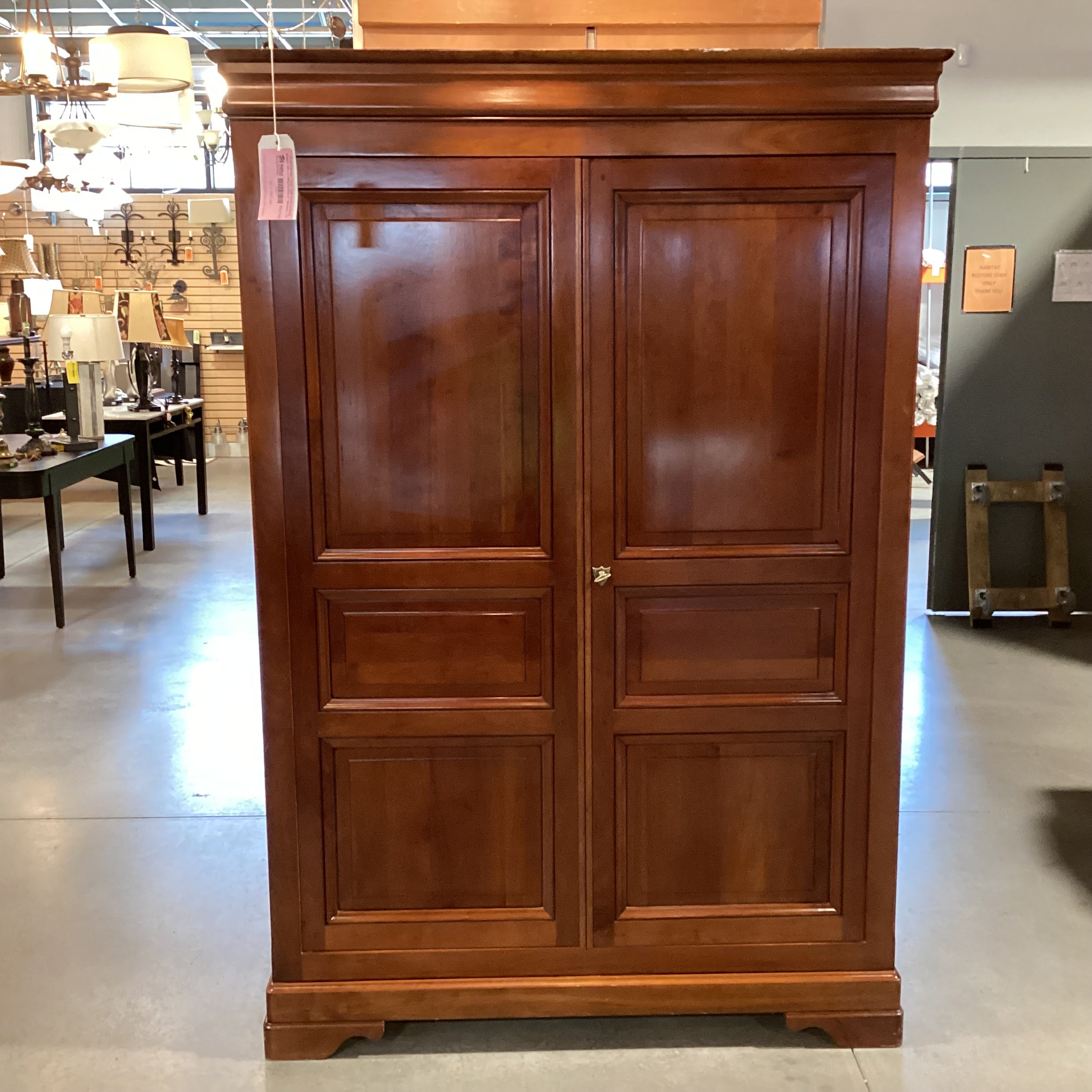 Cherry Panel Detail Made in France 2 Door Wardrobe Armoire 54"x 25"x 78"