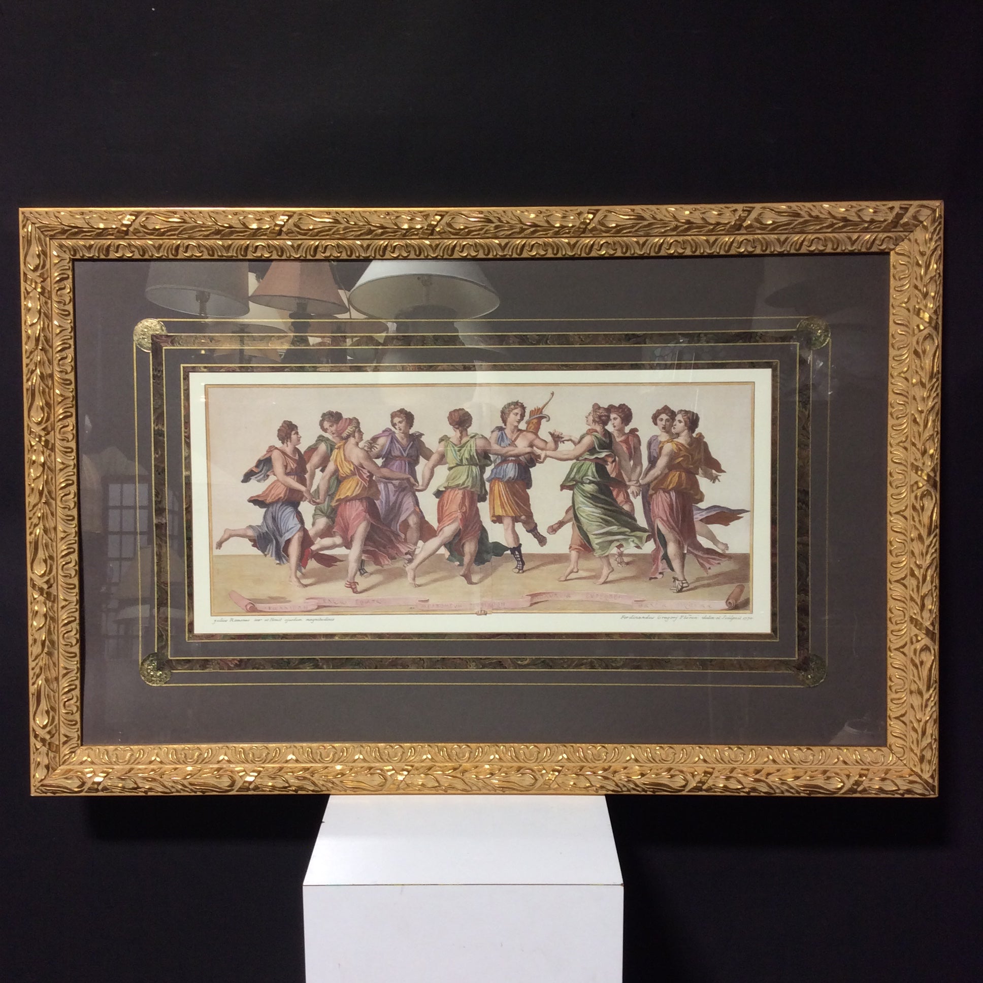 Julius Romanus "Dance Of The Muses" Print In An Ornate Frame 39 1/2" x 29 1/2"