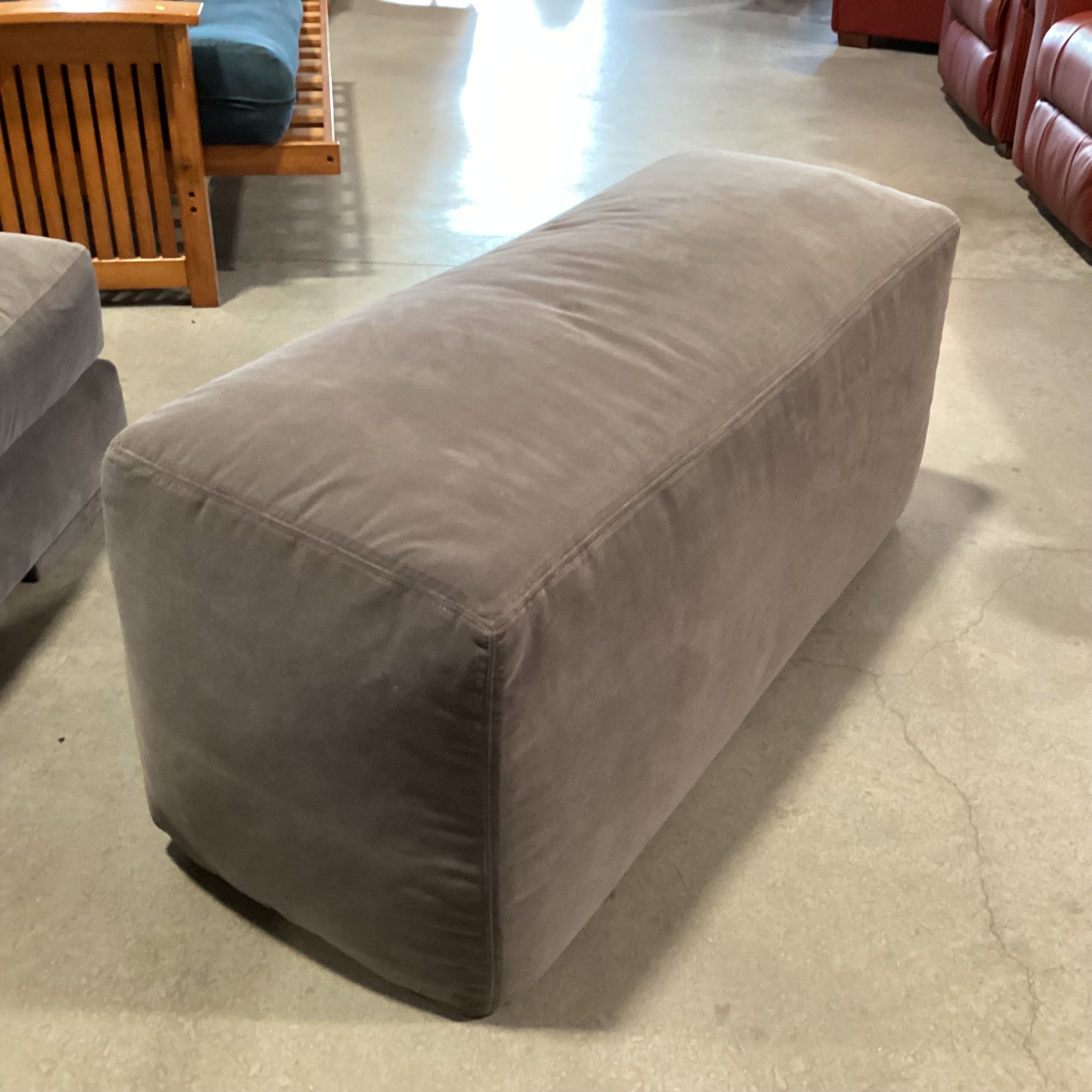 Verellen Grey Velvet & Down Mix Modern Bench Ottoman 50"x 19"x 23"