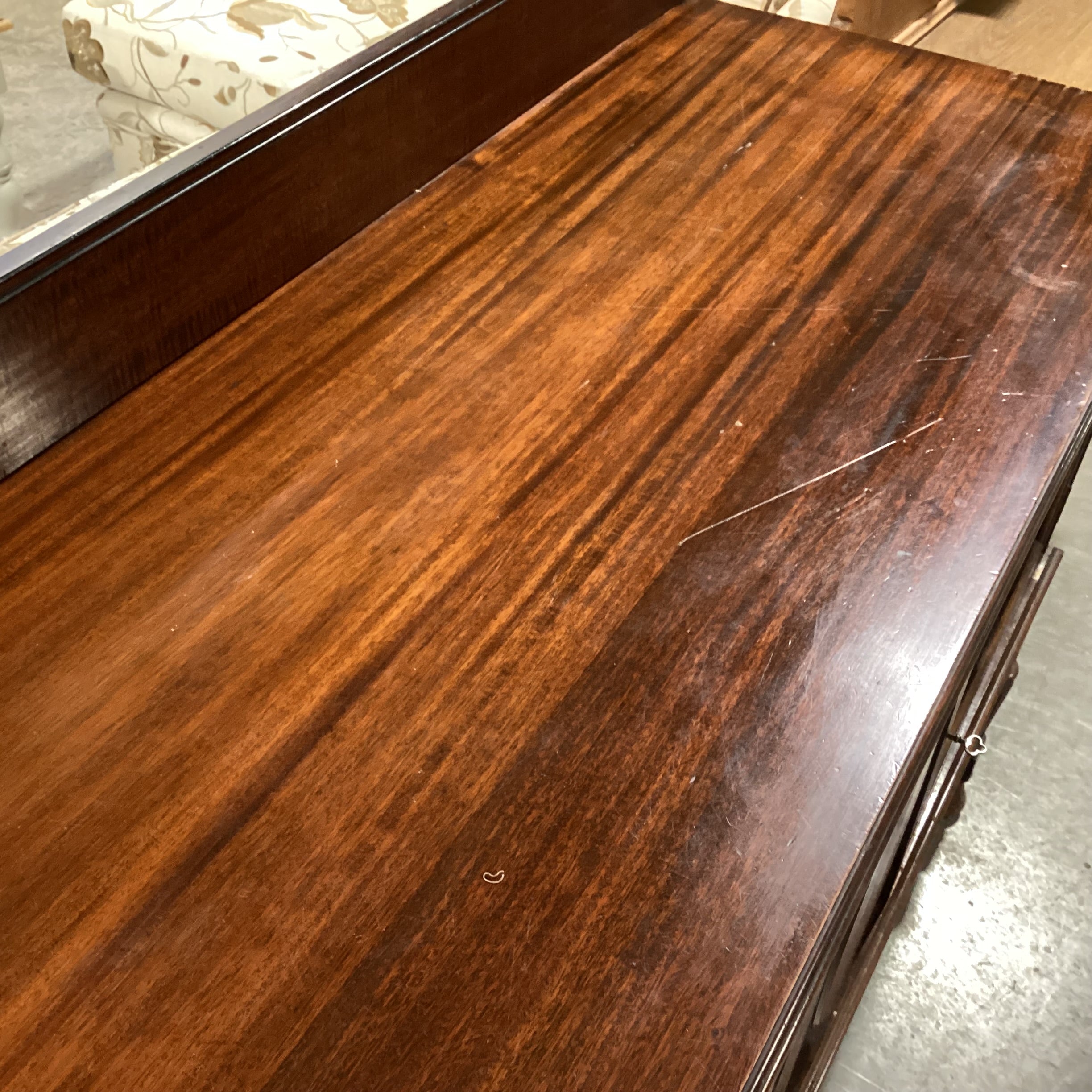 Antique Ribbon Mahogany with Ornate Molding Detail 2 Door Buffet Sideboard 53.5"x 21"x 42.5"