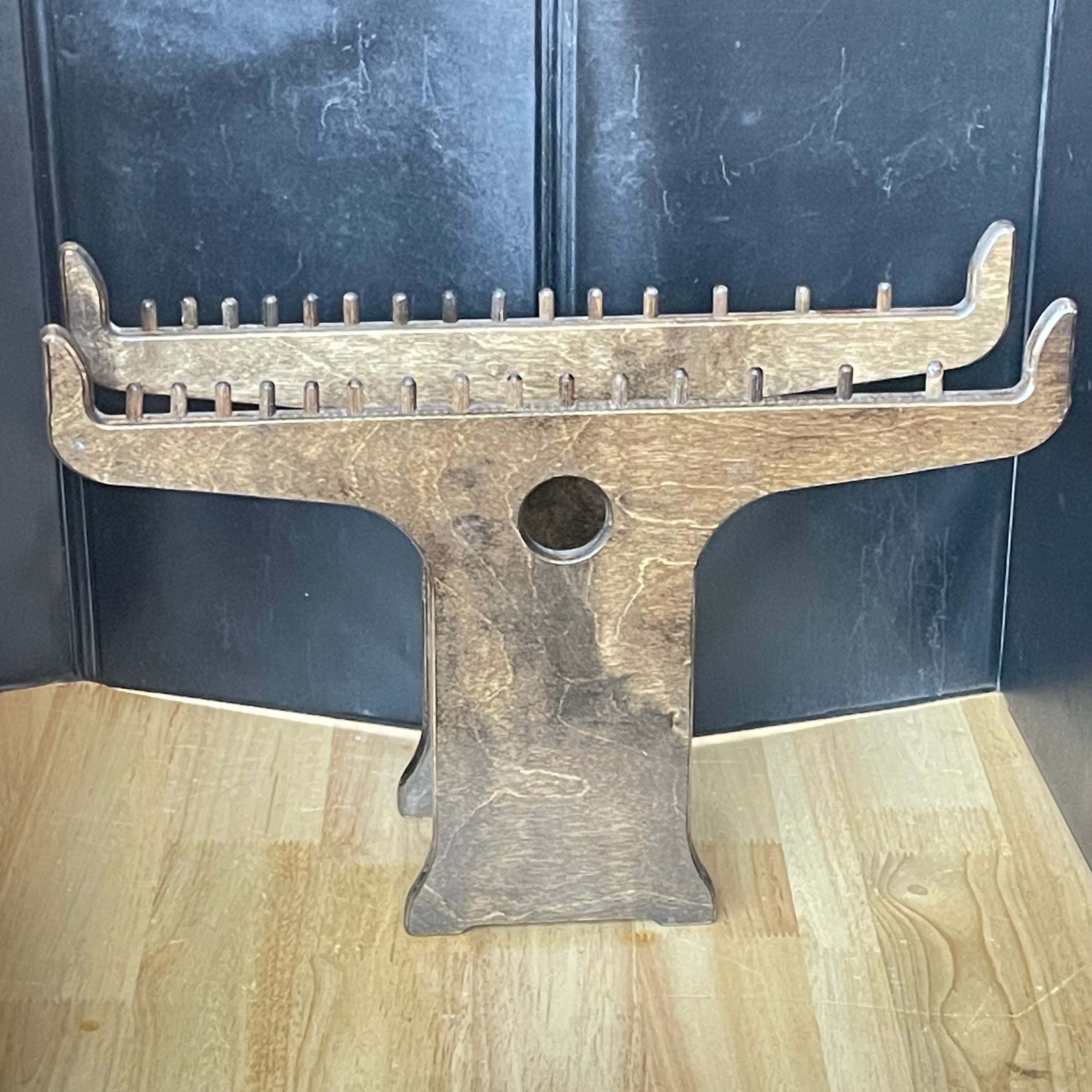 Vintage Handcrafted Geneva Wood Brush Holder, 16"x 4.5"x 11"