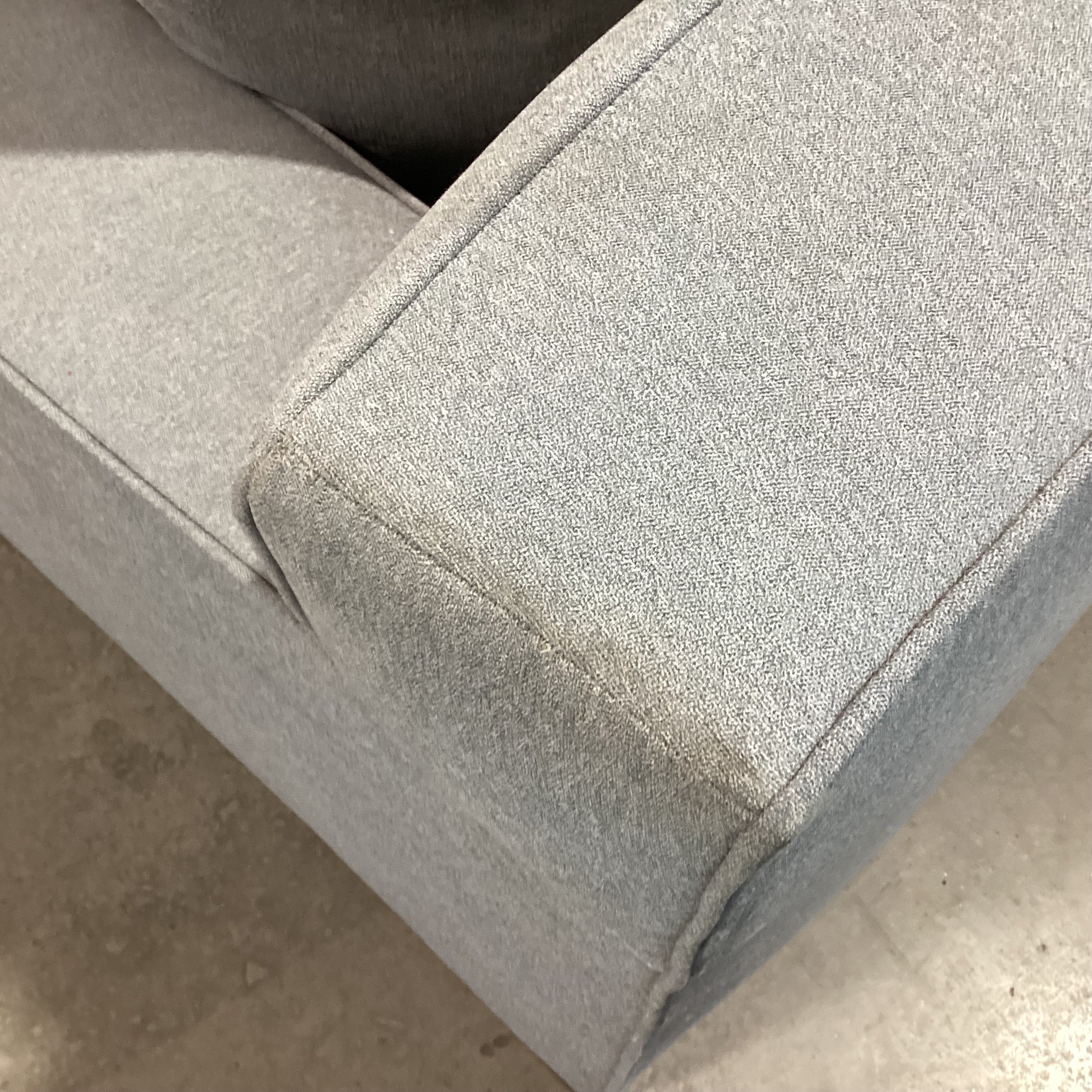 Mid Century Modern Style Blue Grey Wool Button Tufted Back Long Sofa 98"x 36"x 30"