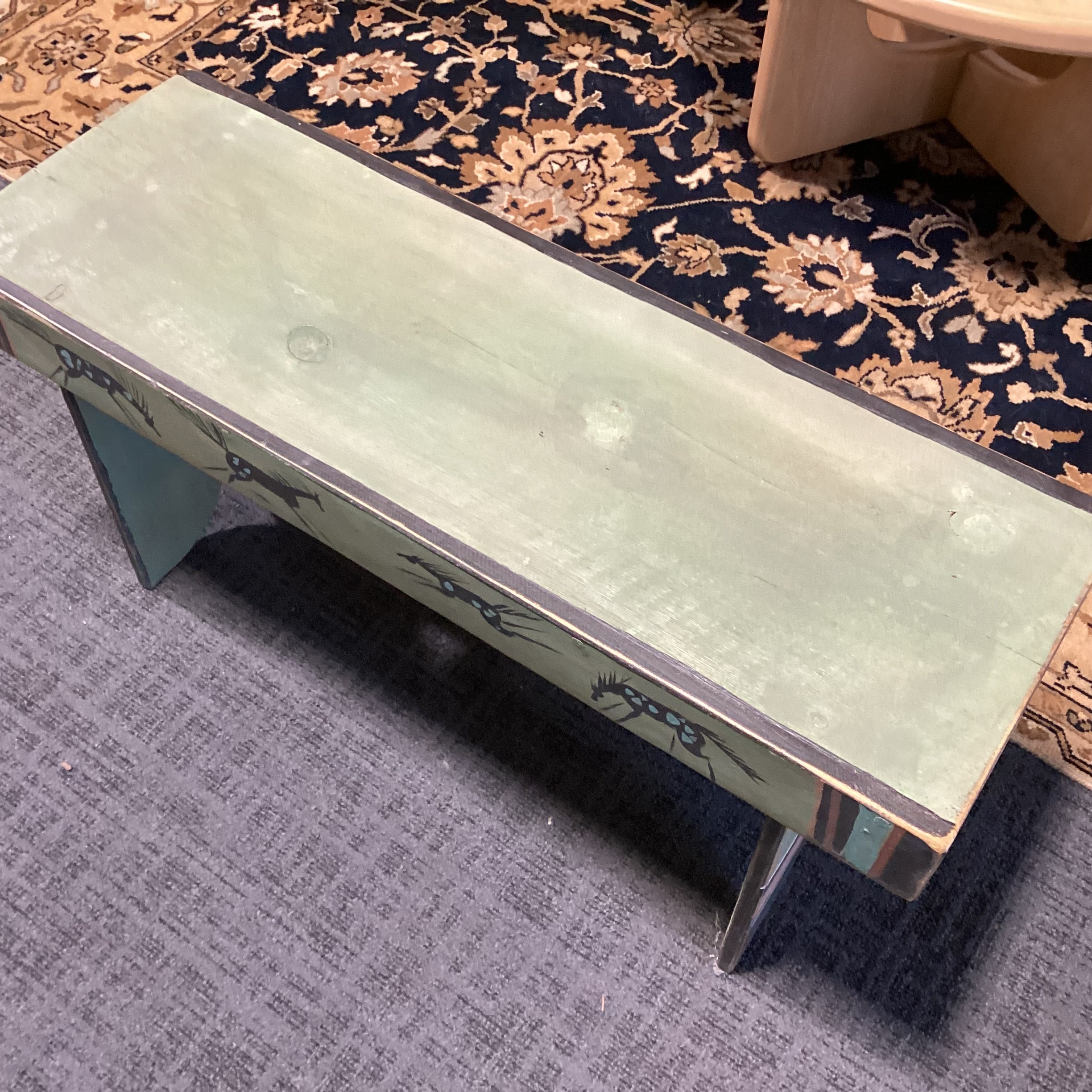 Southwest with Horses Green Rust Black Wood Bench 36"x 12.5"x 17"
