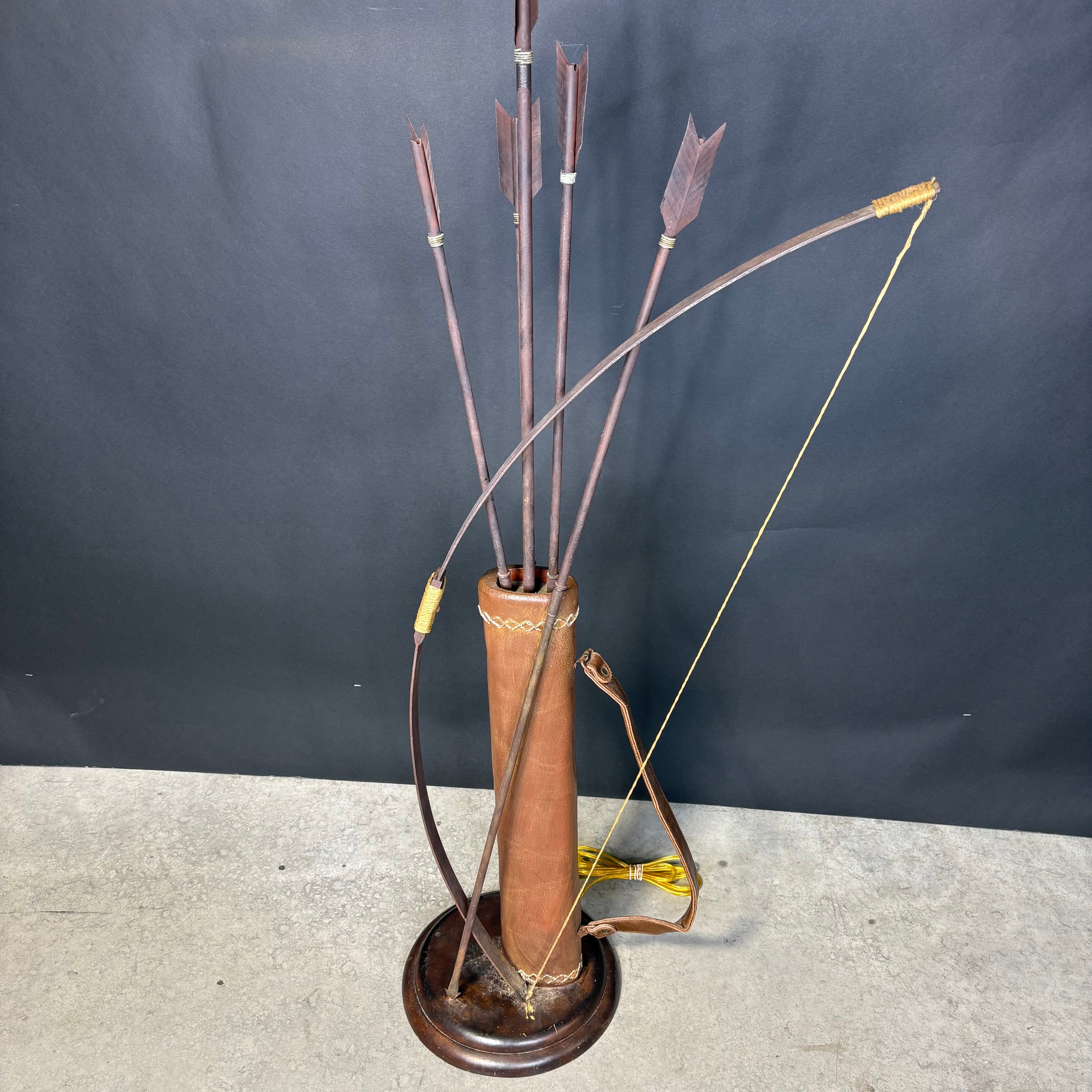Rustic Archery Quiver and Bows with Shade Floor Lamp 18”x 22”x 62”