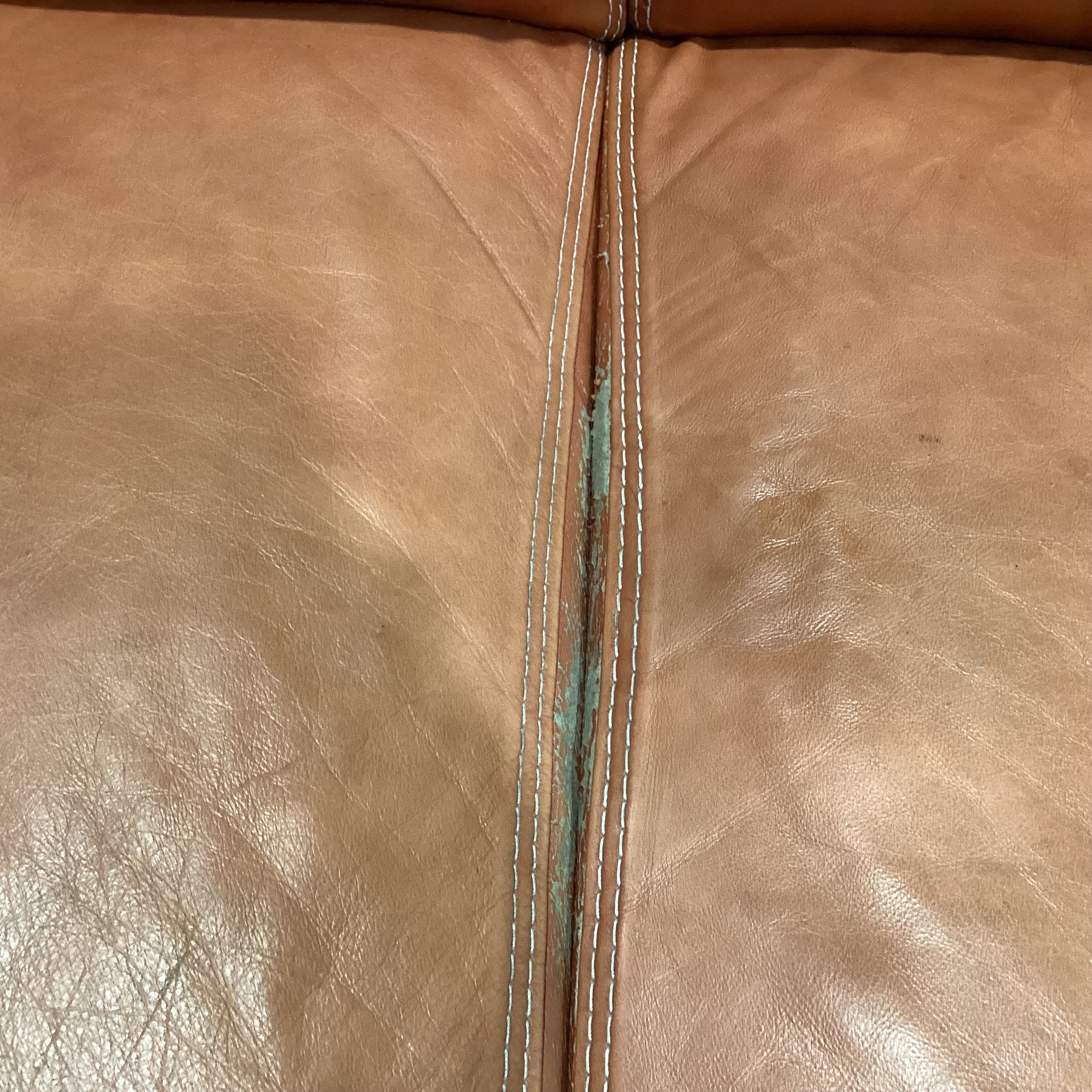 Burnt Orange Leather Loveseat Sofa 68"x 39"x 36"