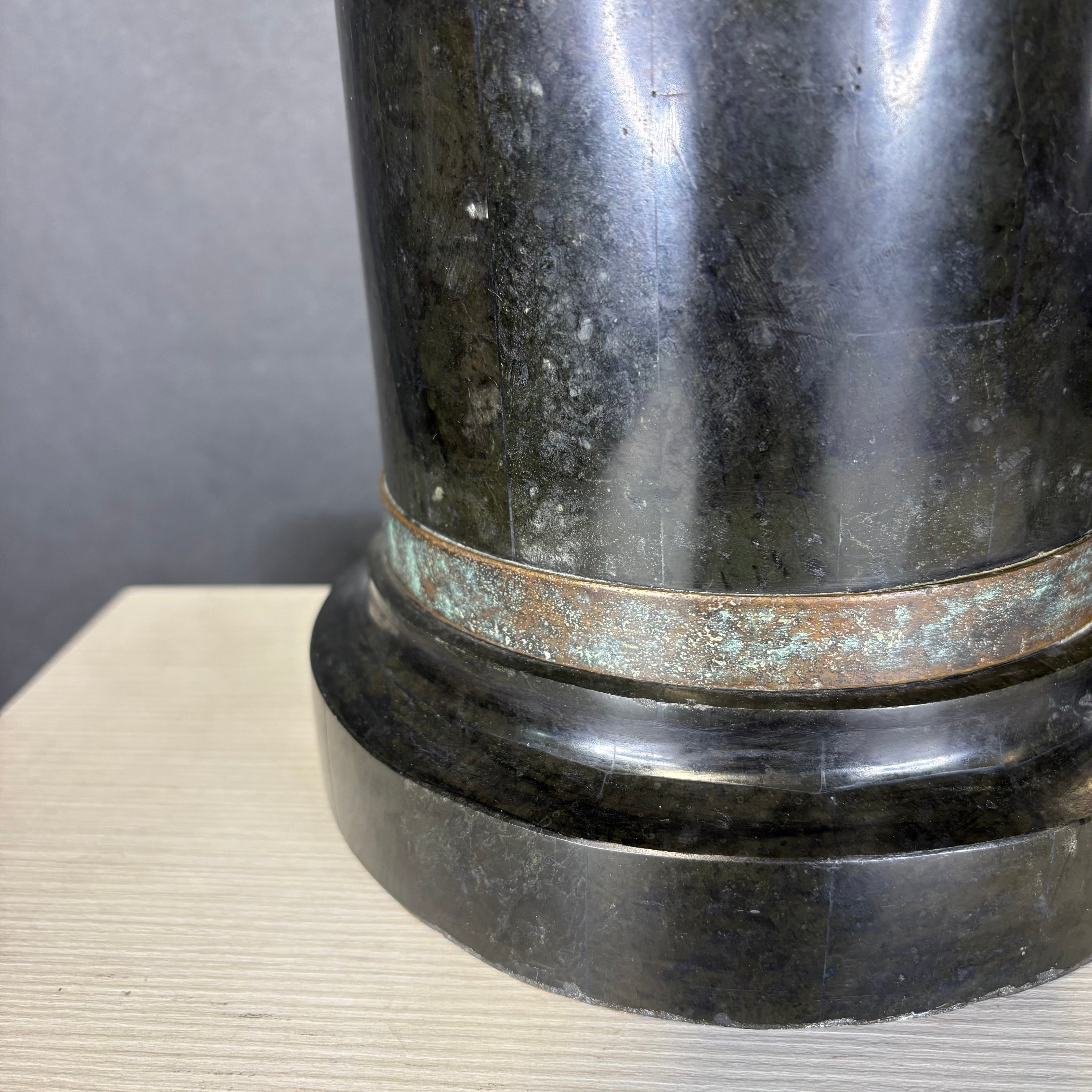 PAIR Aged Bronze Man and Woman Figurines Candlestick with Shade Table Lamp 10”x 7”x 38”