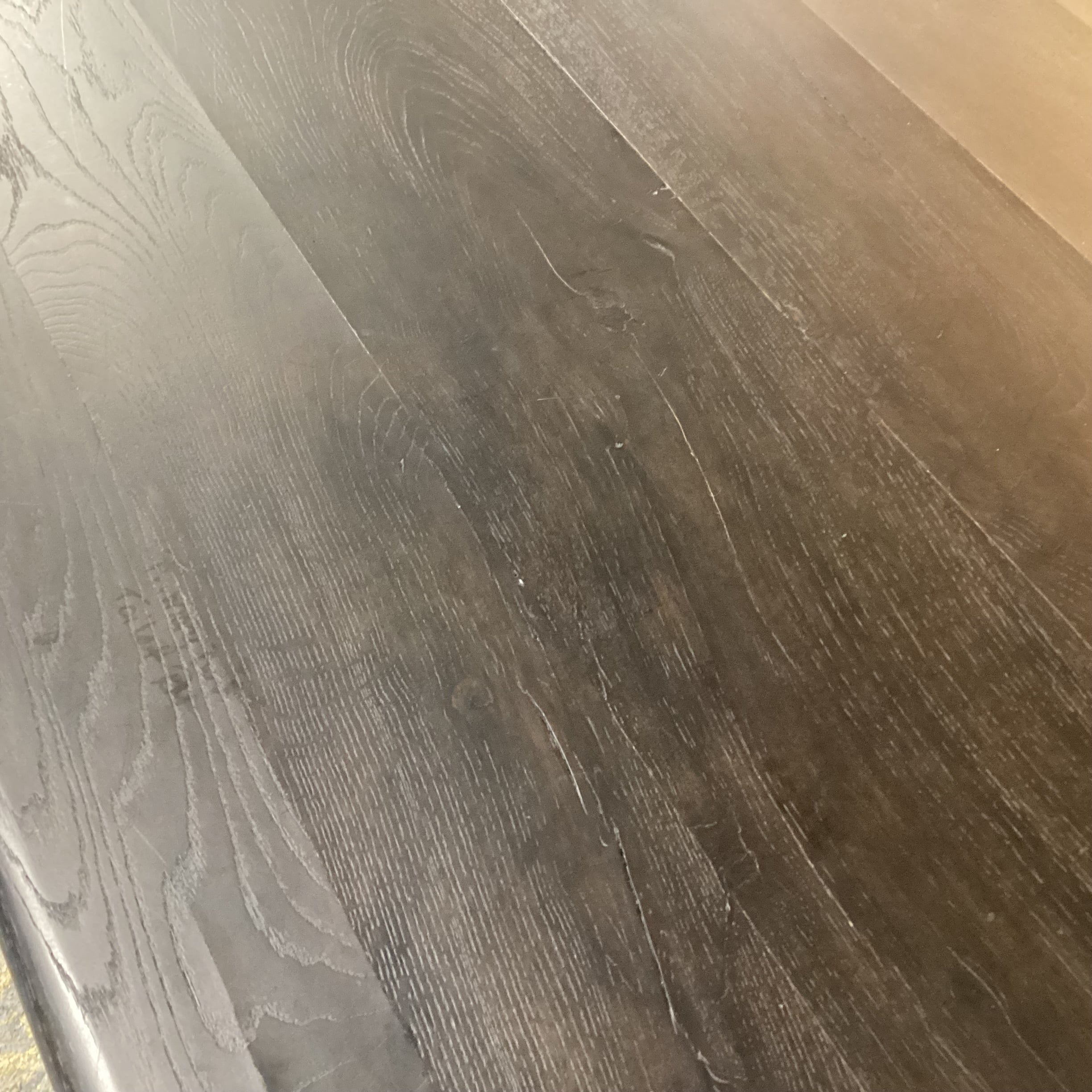 Four Hands Thomas Bina & Brazilian Designer Ronald Sasson Reclaimed French Oak Deep Espresso Finish Dining Table 118"x 47"x 30"