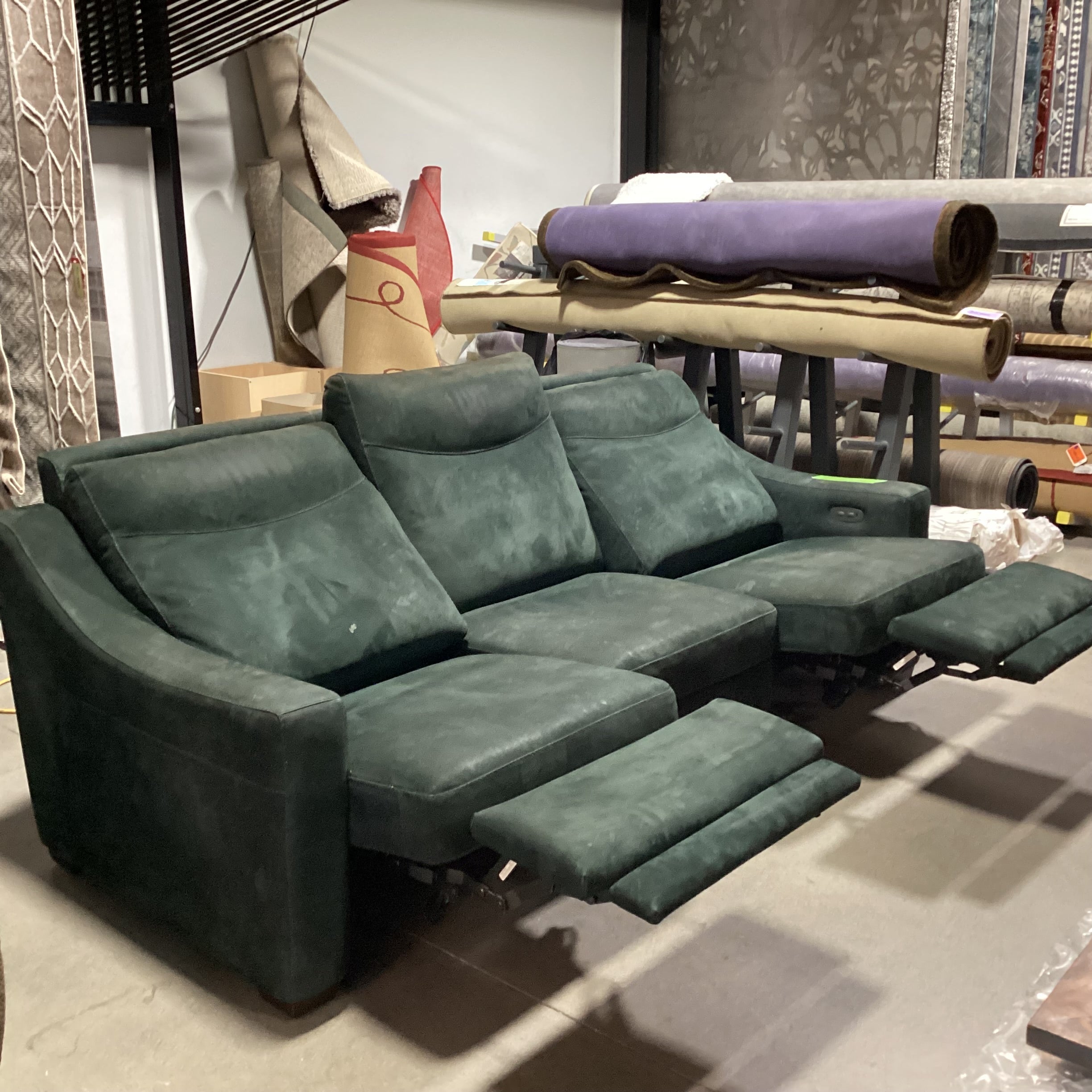 American Leather Furniture Jade Ultra Suede Power Reclining Sofa 94"x 41" to 68"x 41"
