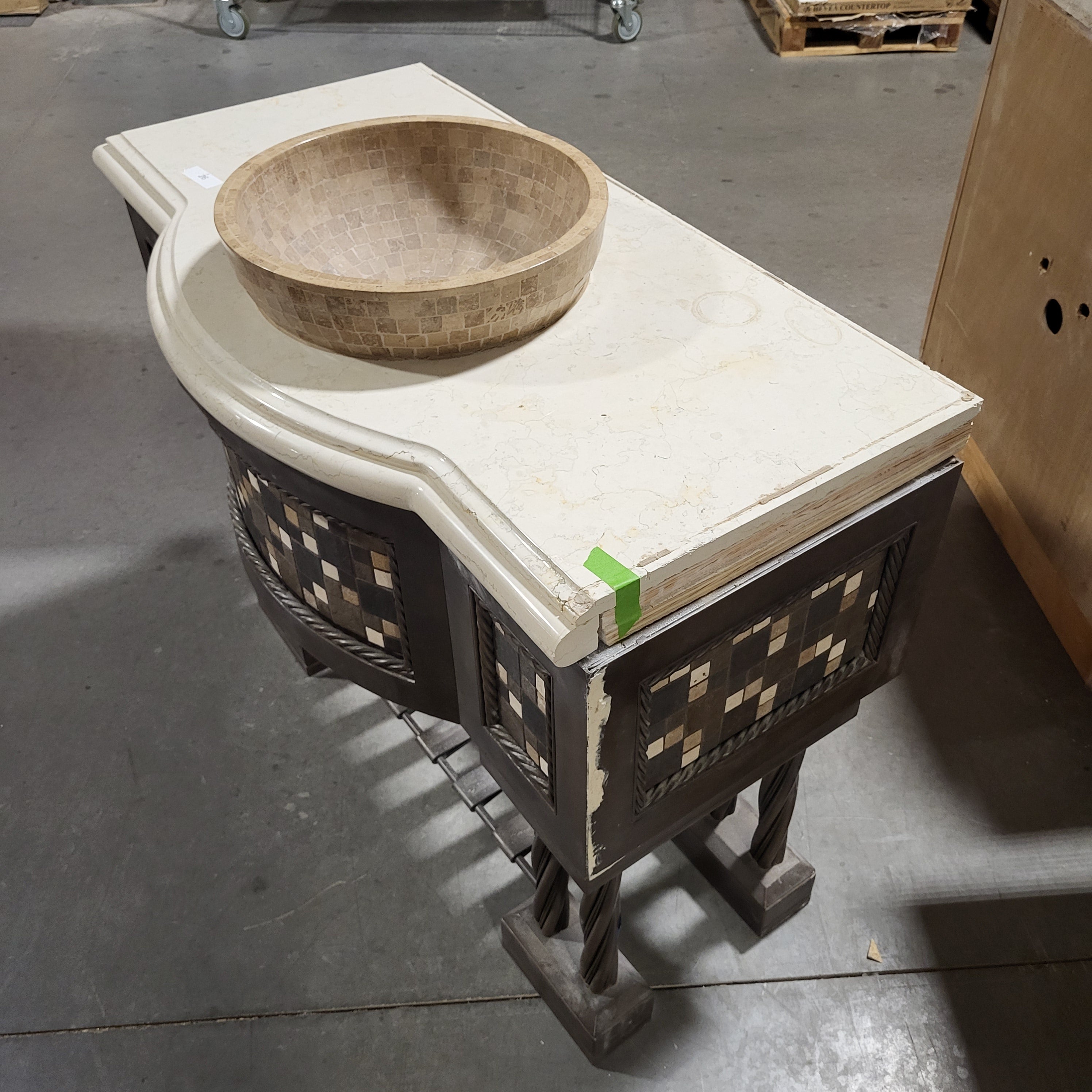 44"x 26"x 39" Custom Marble Top Iron Legs Stone Vessel Sink Vanity