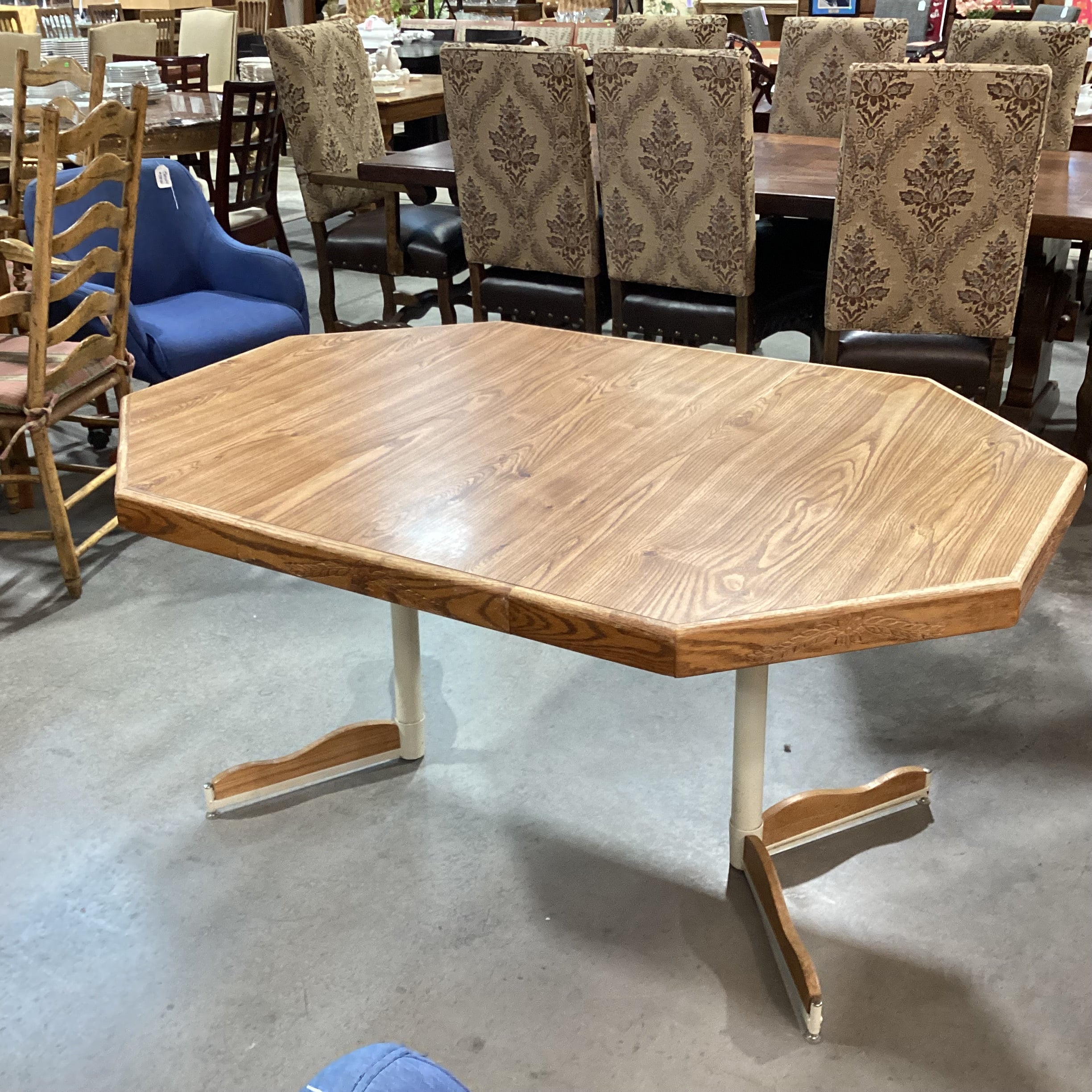 Vintage Wood Style Laminate Wood &Metal 1 Leaf Dining Table 60"x 42"x 29"