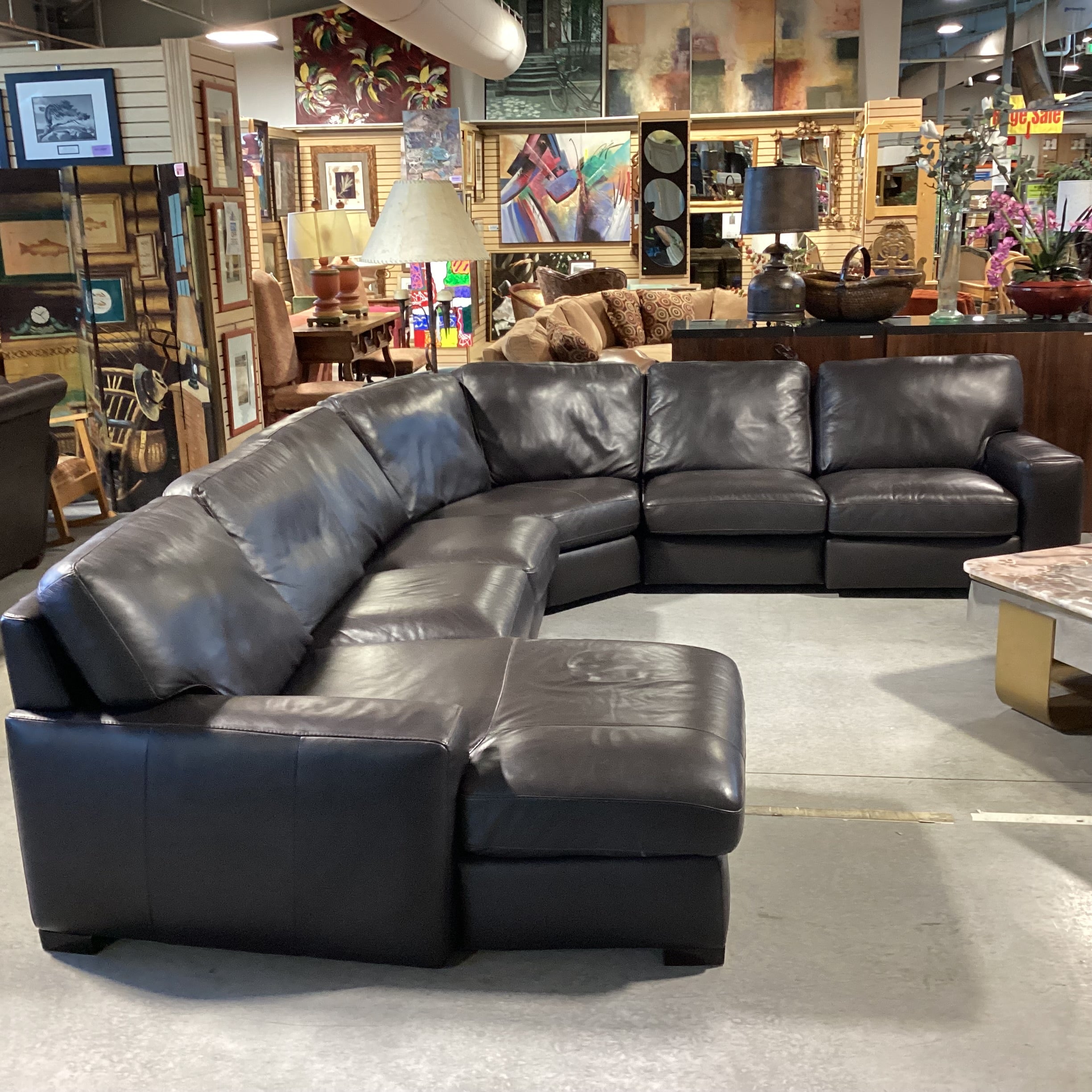 Natuzzi Leather 6 Piece with Chaise Sectional 108"x 138"x 64"x 39"x 31"