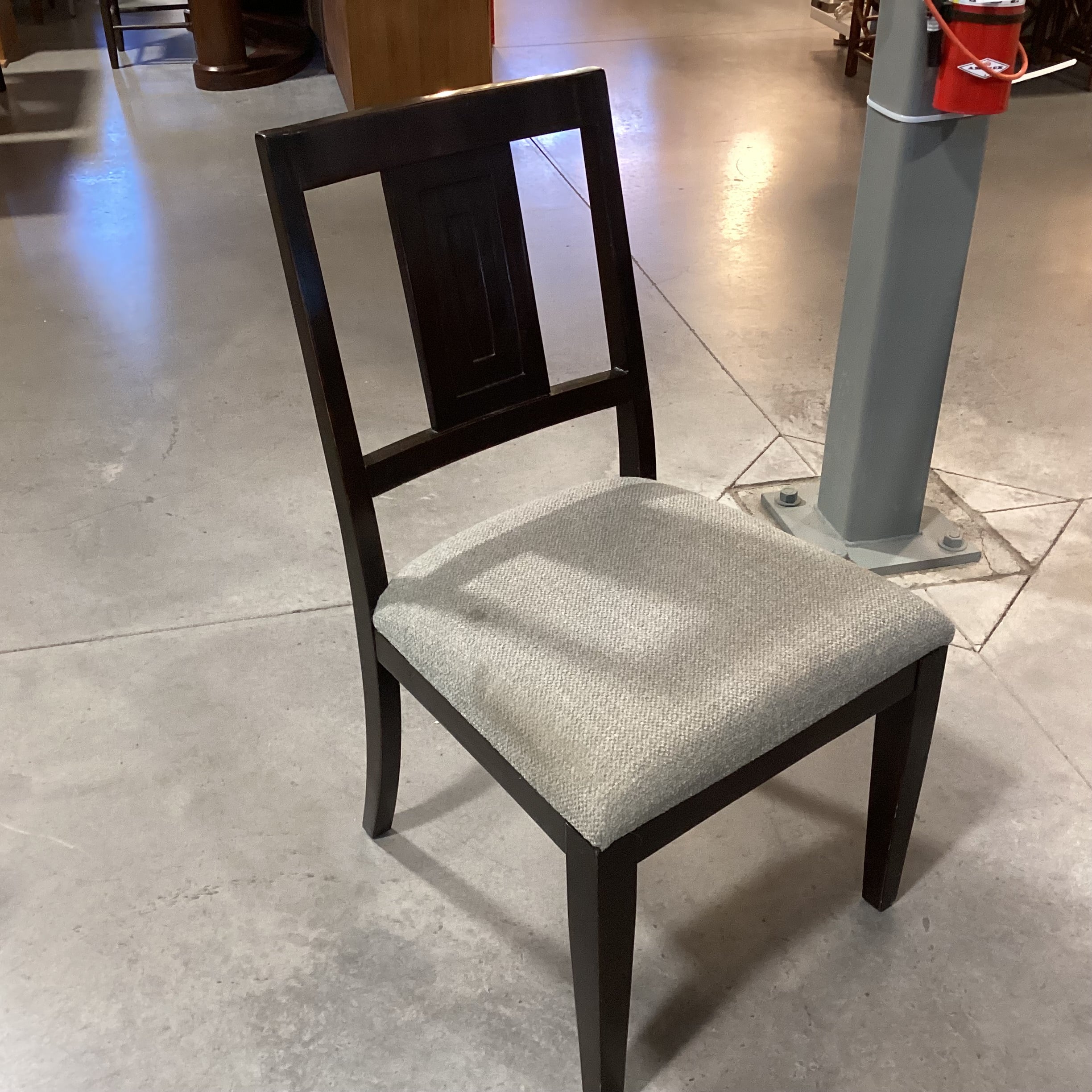 Round Dark Finish Wood Cross Trestle Base Table with 6 Asian Style Chairs Dining Set 60" Diameter x 30.5"