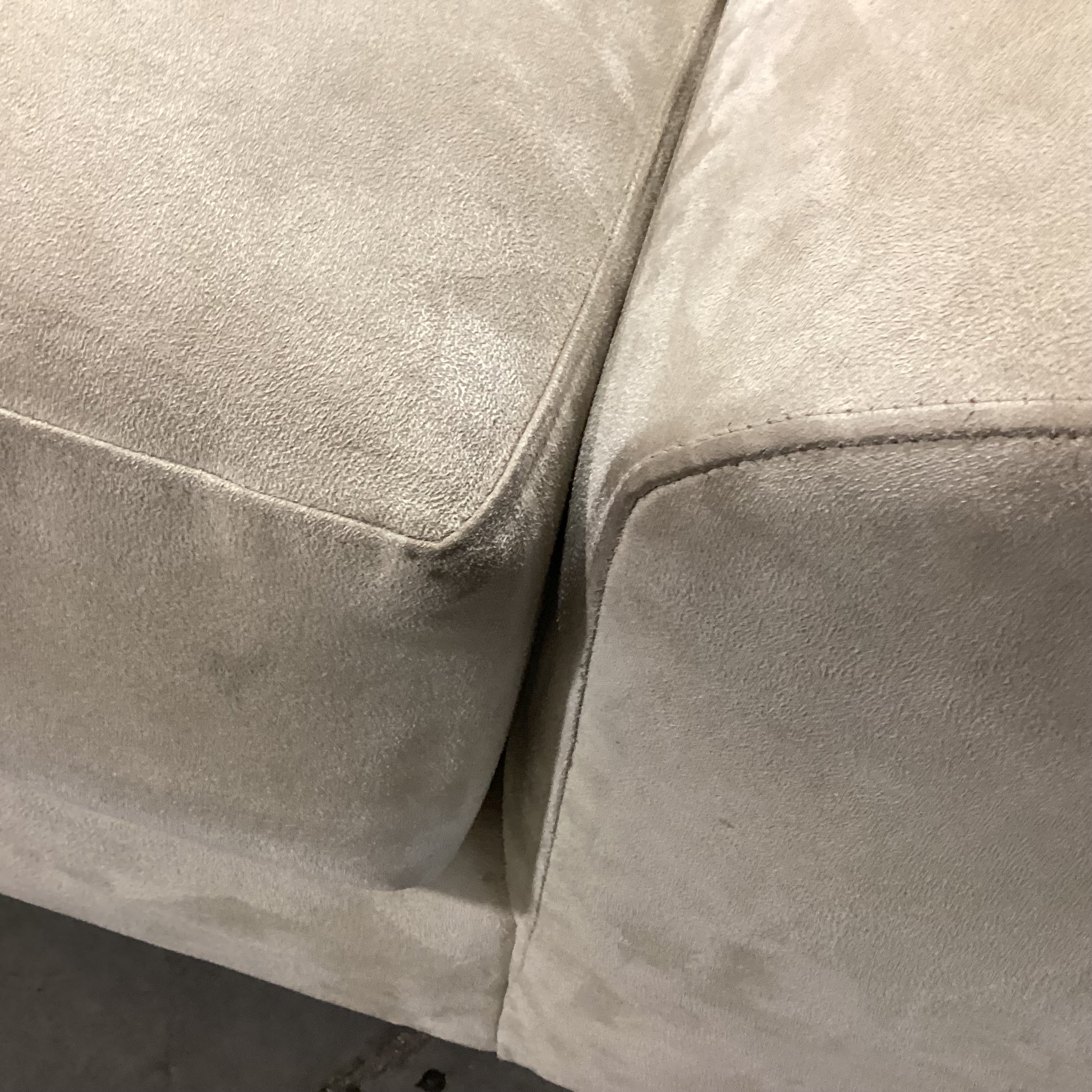 Custom Beige Ultra Suede Low Profile Modern Sofa 87"x 37"x 29.5"