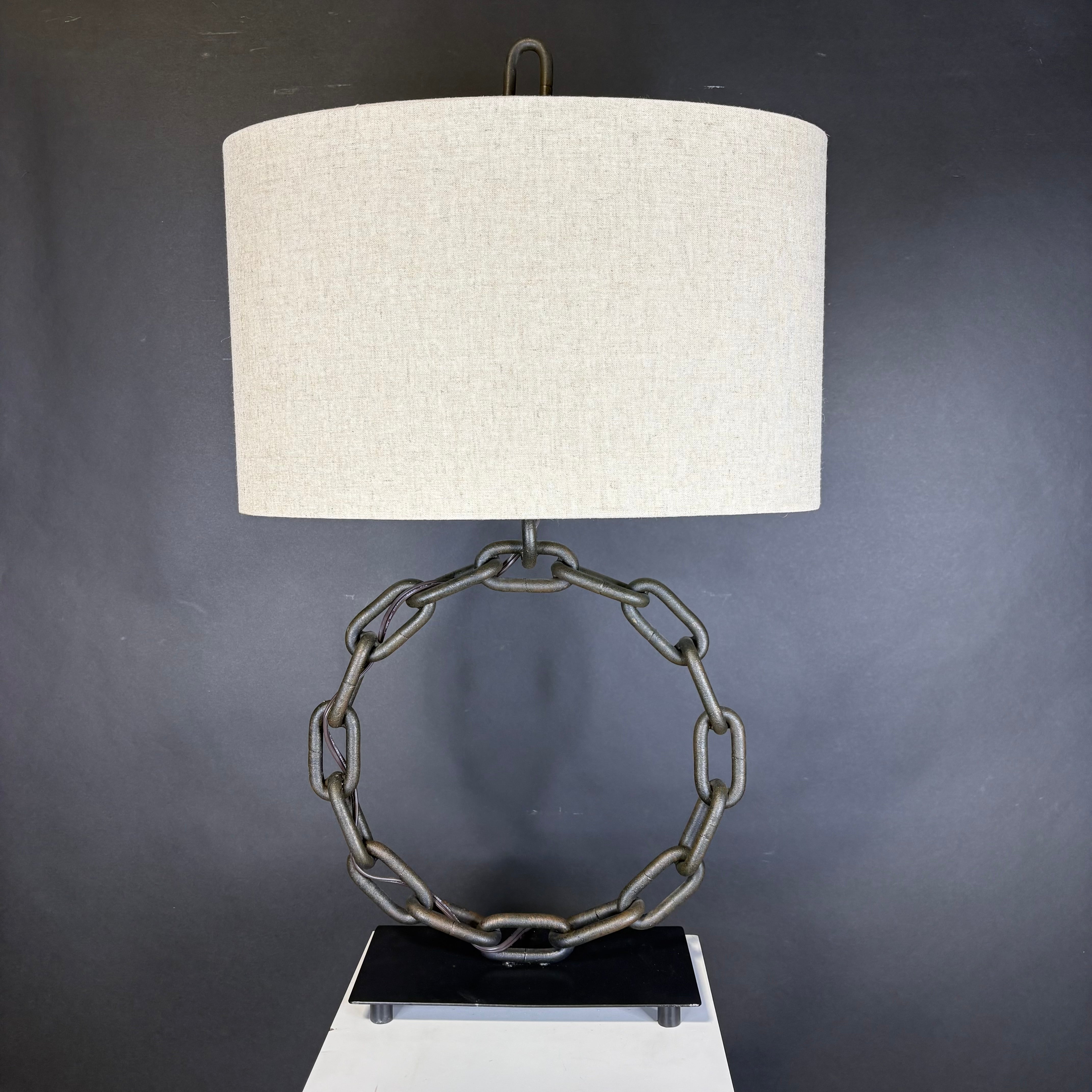 Regina Andrews Iron Chain Link with Shade Table Lamp 18”x 10”x 30”