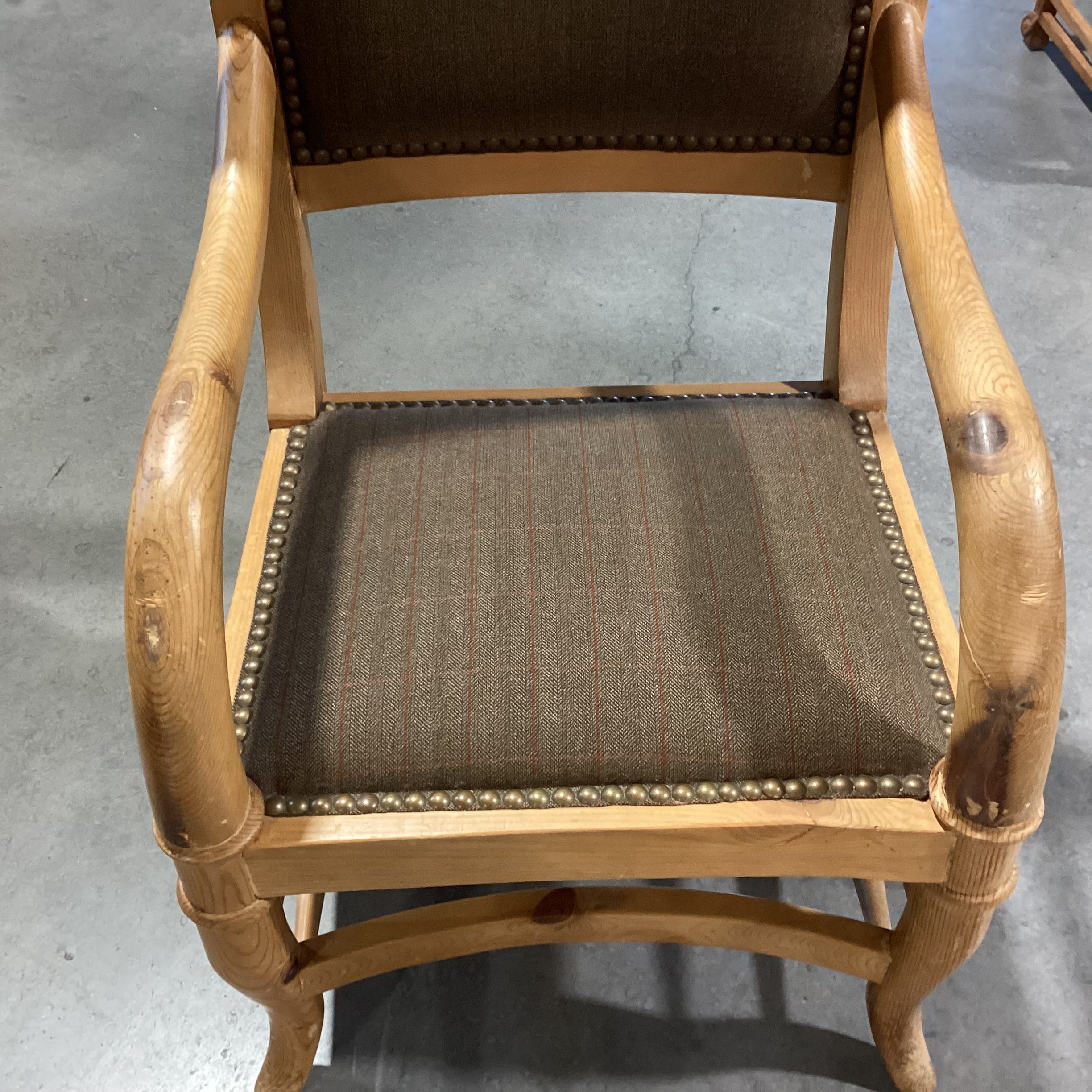 Buffalo Bill Style with Wool Plaid Nailhead Chair 28"x 24"x 39"