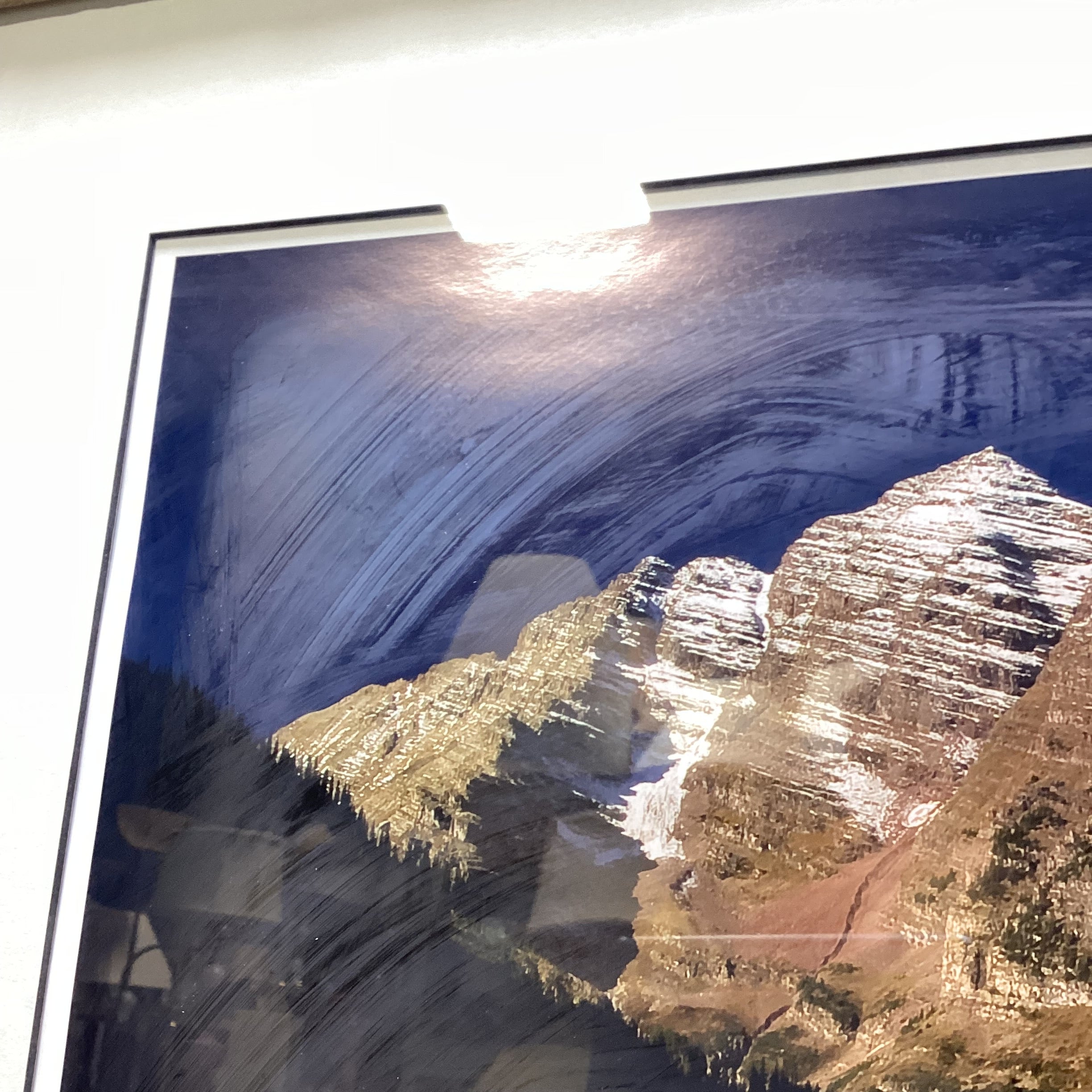 Peter Grannis Famously Well Known Signed "The Maroon Bells And Lake" Natural Rustic Wood Framed Photograph 39" x 27"