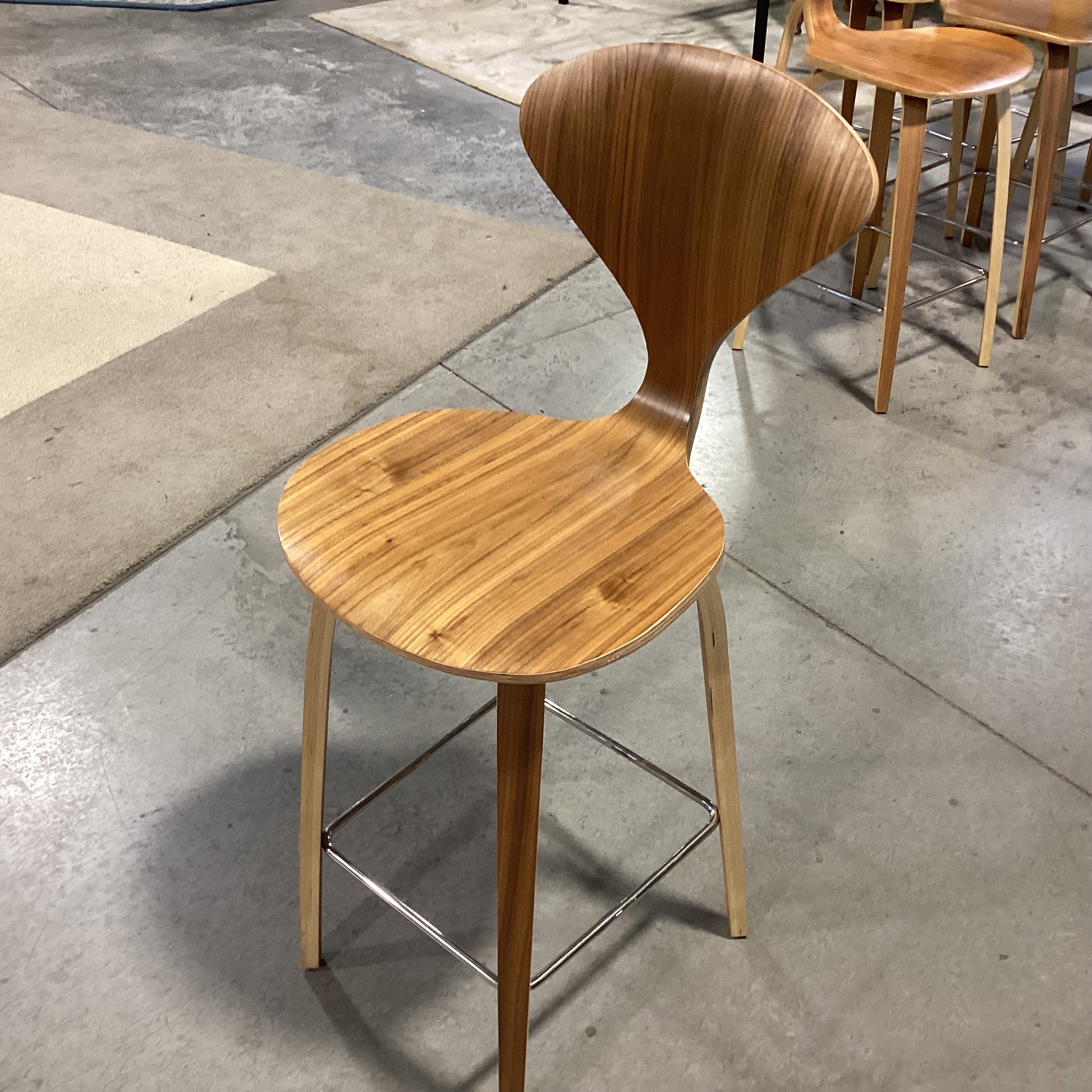 Norman Cherner for Rove Classic Pressed Walnut Modern Barstool 26"