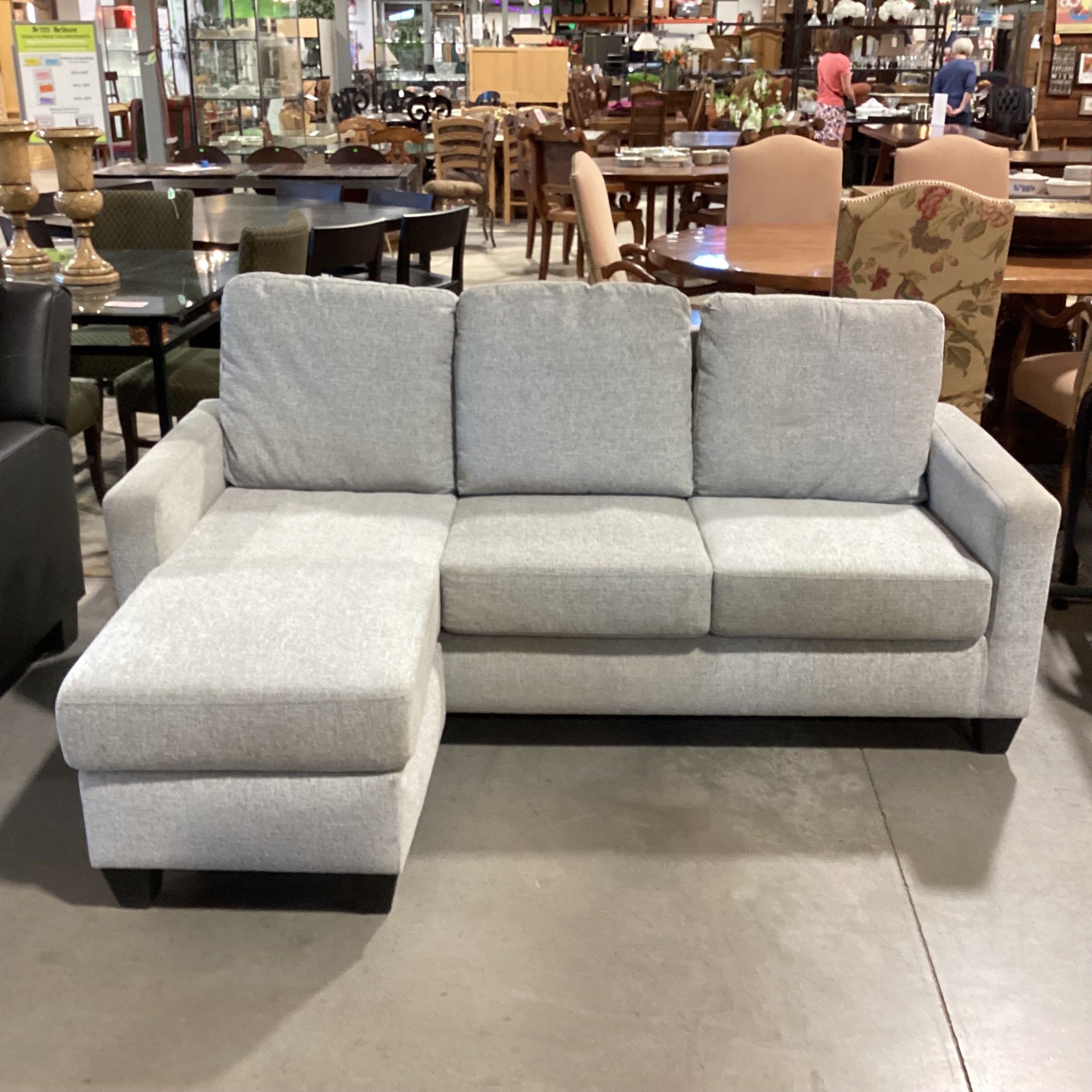Heather Grey Woven With Flip Down Console 2 Piece Sectional 80"x 58"x 33"x 35"