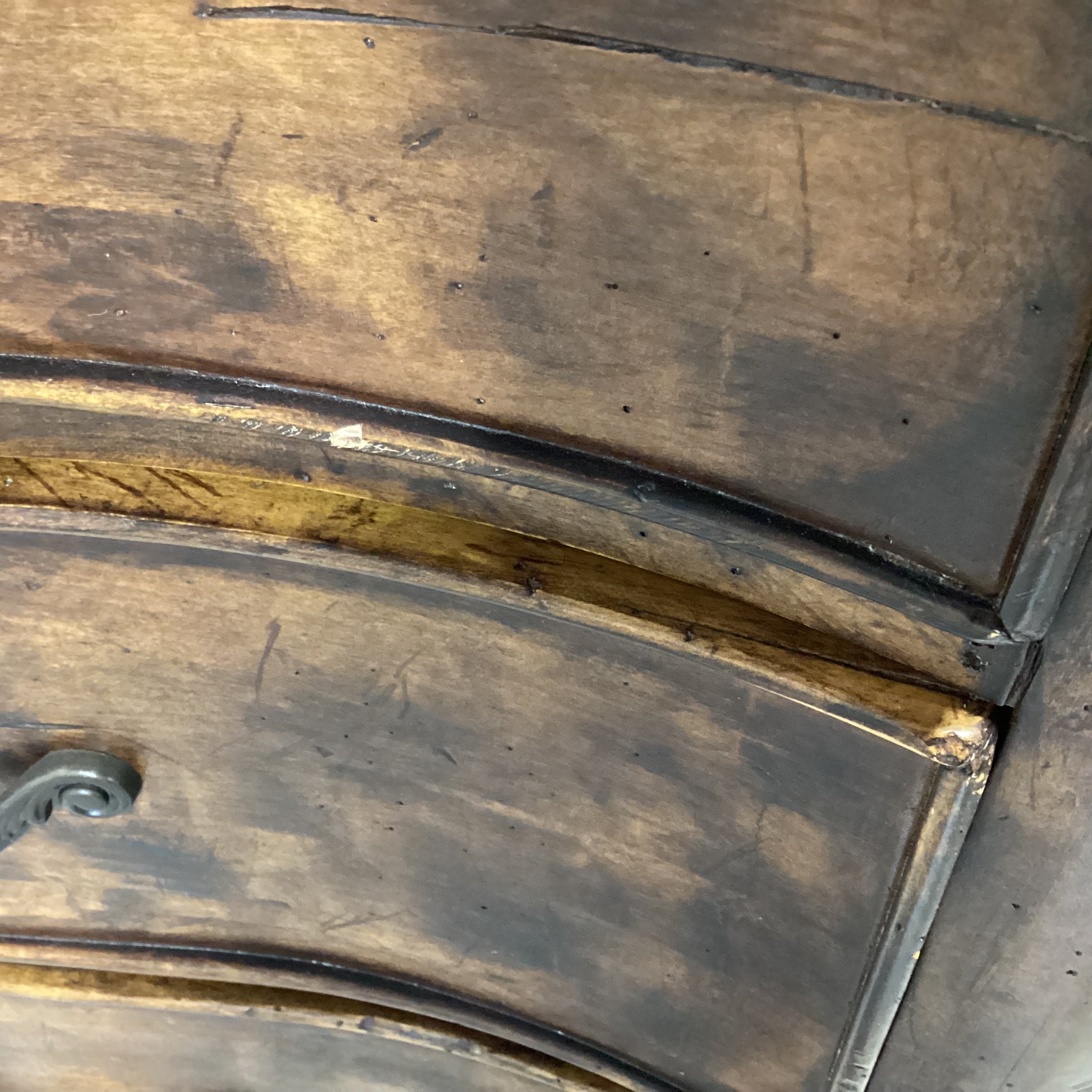Dark Distressed Solid Wood 8 Drawer Chest 50"x 23"x 42.5"