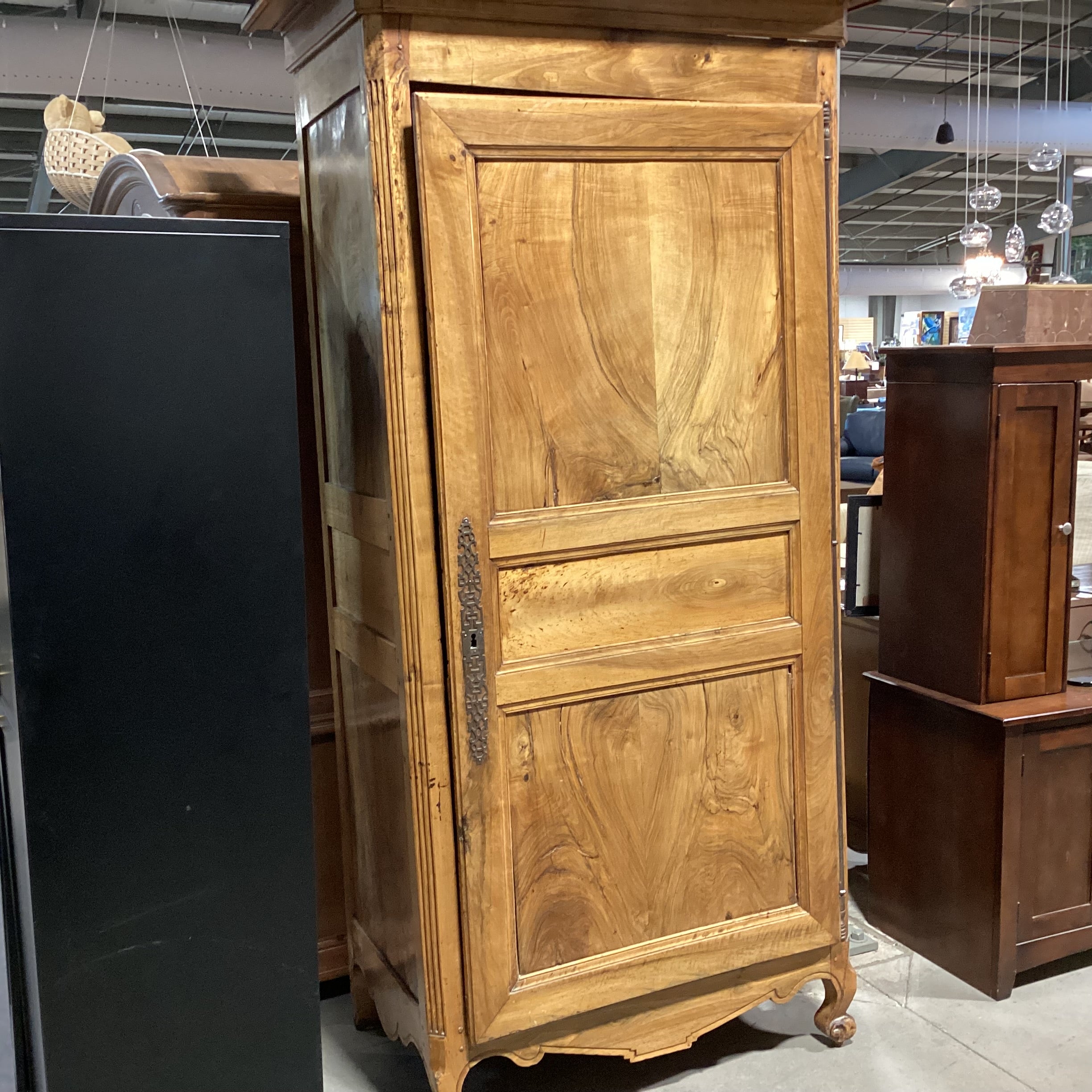 Antique Carved Wood 1 Door Armoire 48"x 29"x 90"