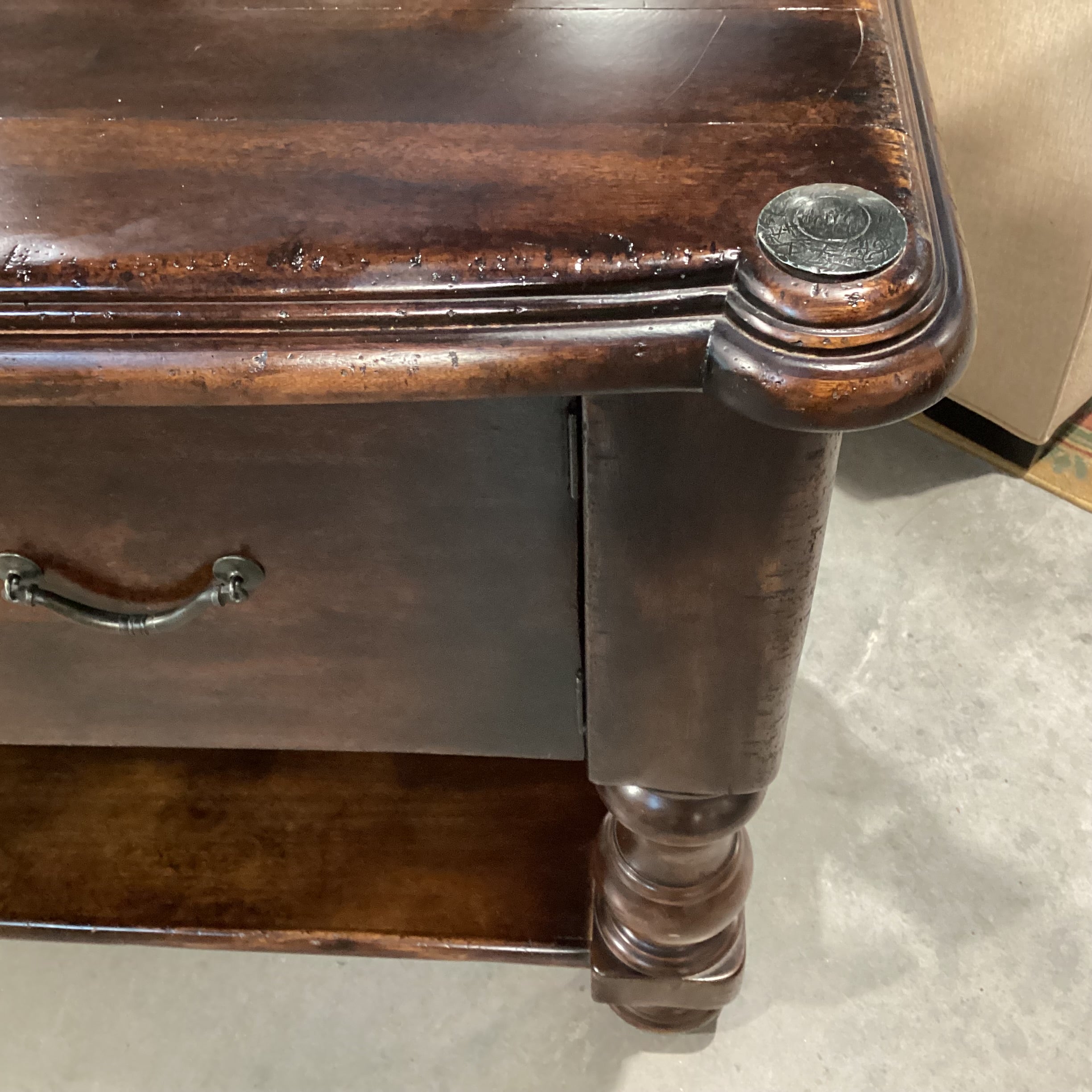 South Cone Distressed Finished Carved Wood 2 Drawer 2 Door Credenza 72"x 21"x 31.5"