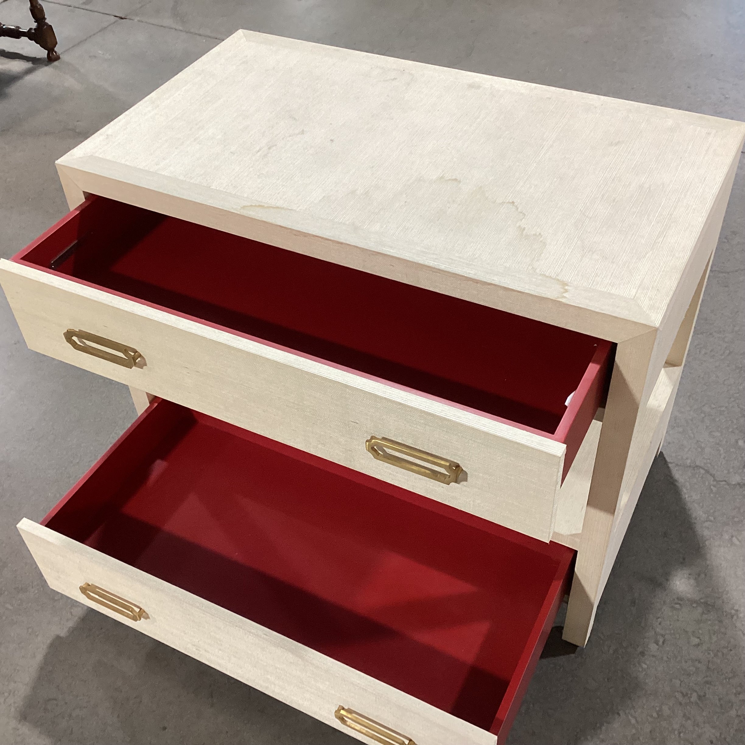 Mitchell Gold & Bob Williams Natural Raffia Wrapped 2 Soft Close Drawers Nightstand 34"x 19.5"x 27.5"