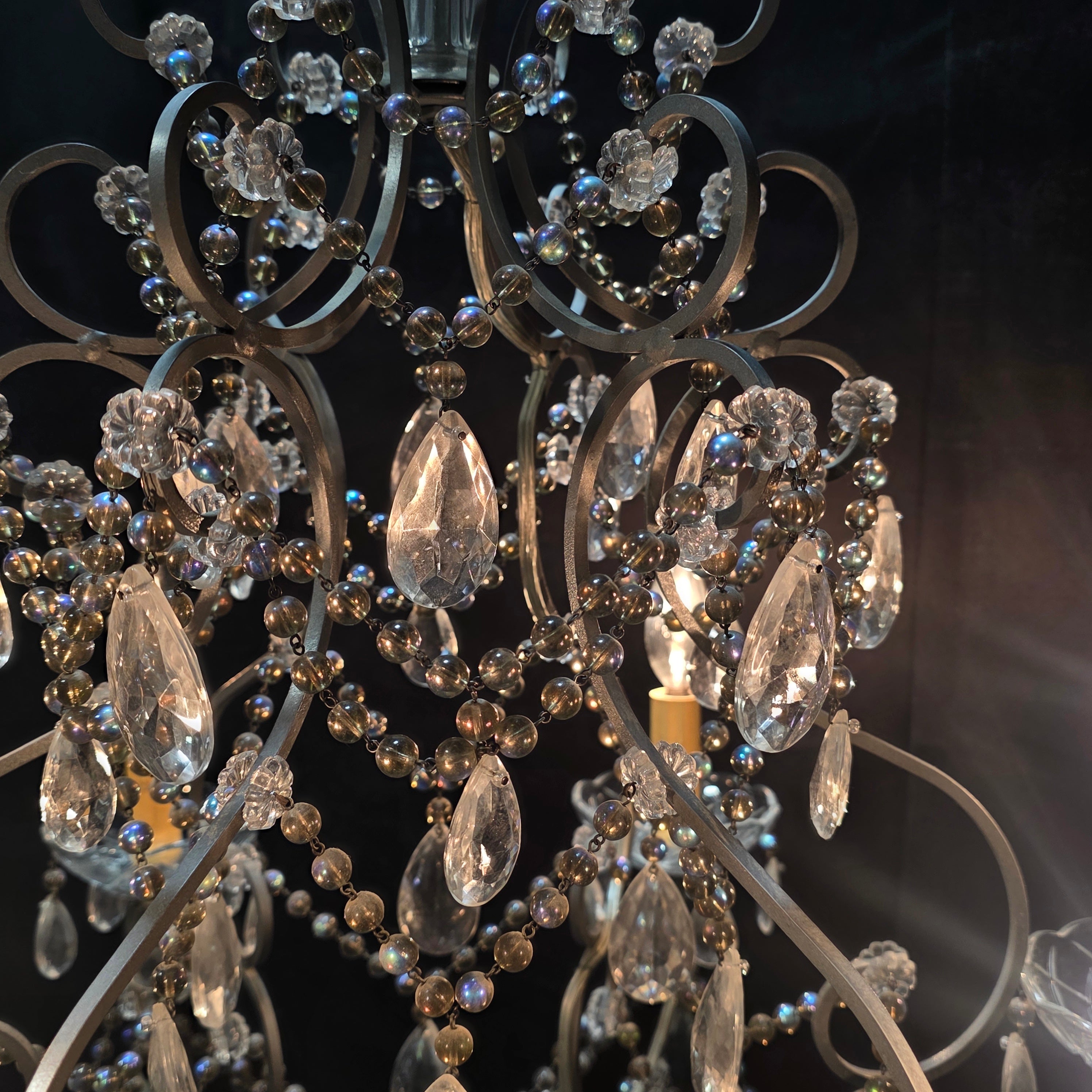 1950's Italian Glass Drop Chandelier 23.5"Dx33"