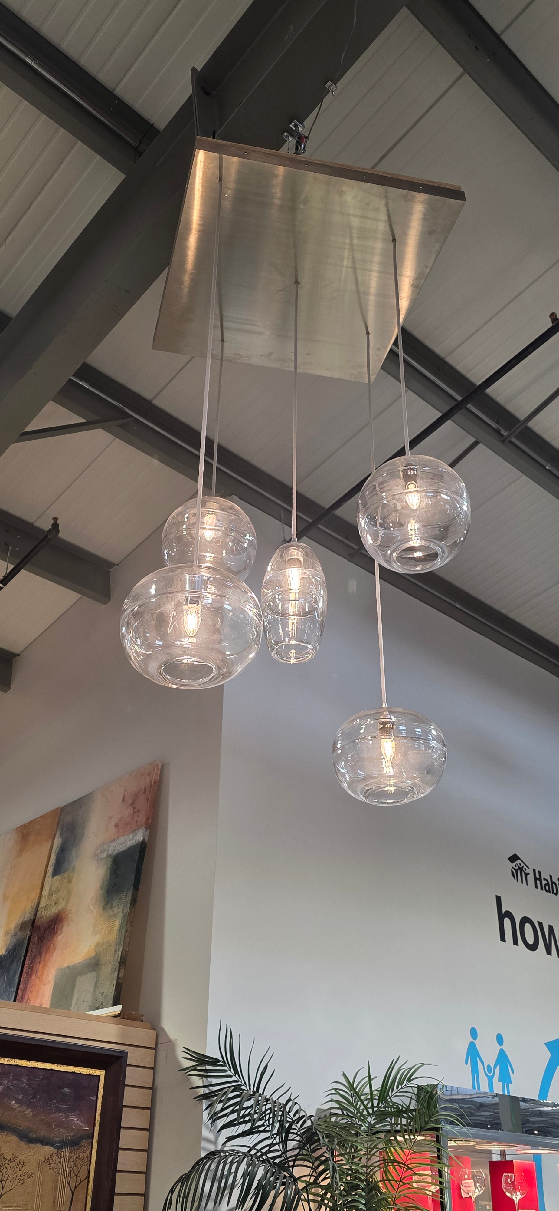 Distinct Bubble Globe Chandelier 5 Lights 30"x30"x62"