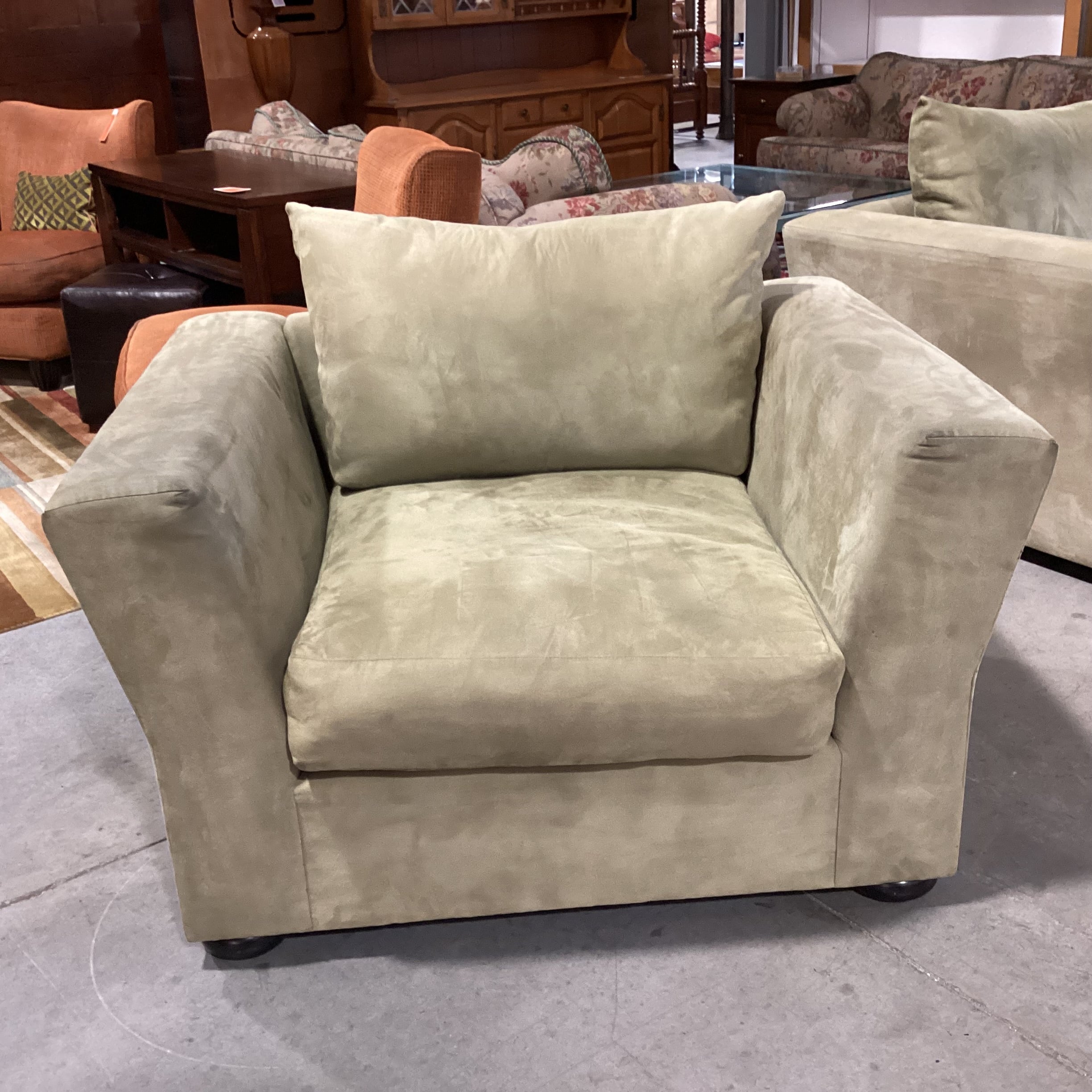 Light Sage Ultra Suede Oversized Chair 46"x 37"x 27"