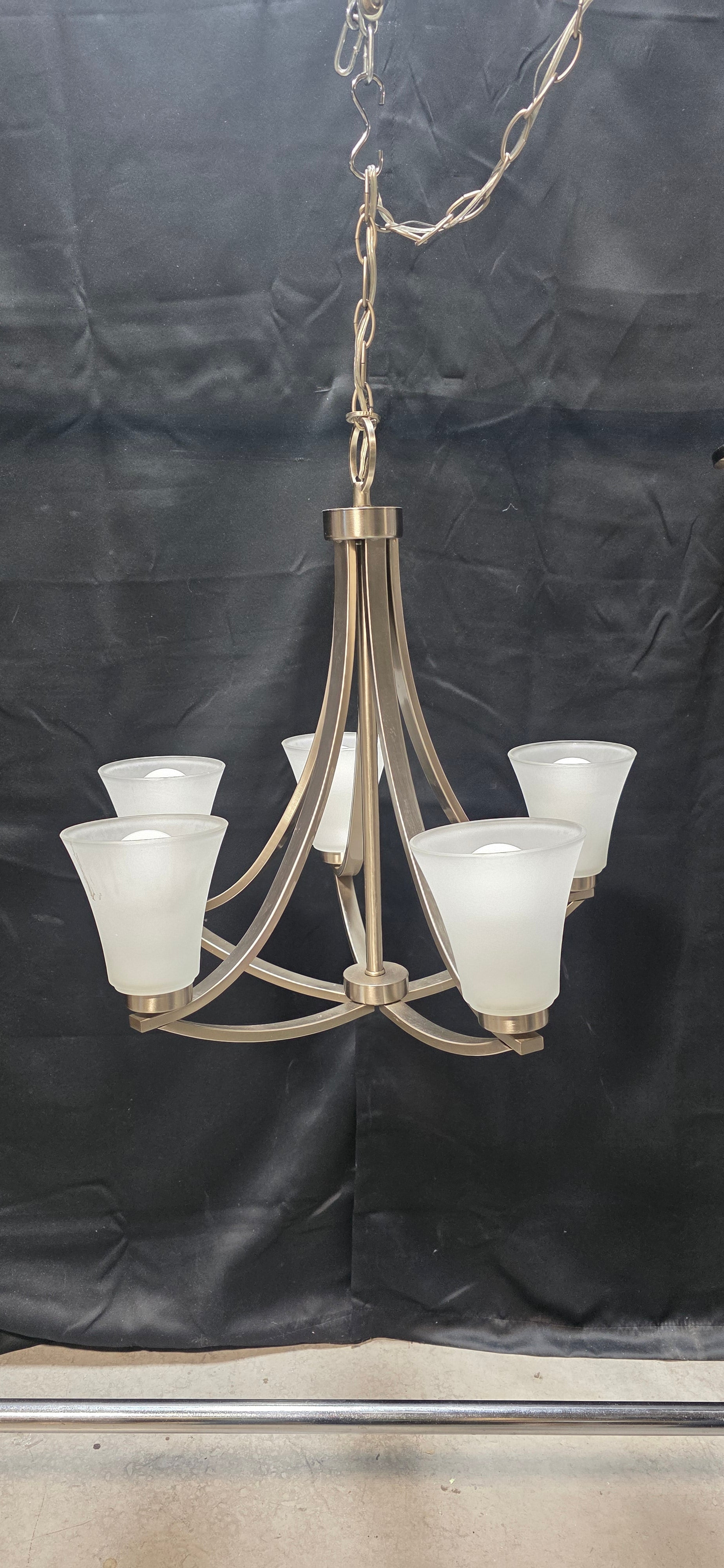 Brushed Nickel Five Light Chandelier 22"x21"