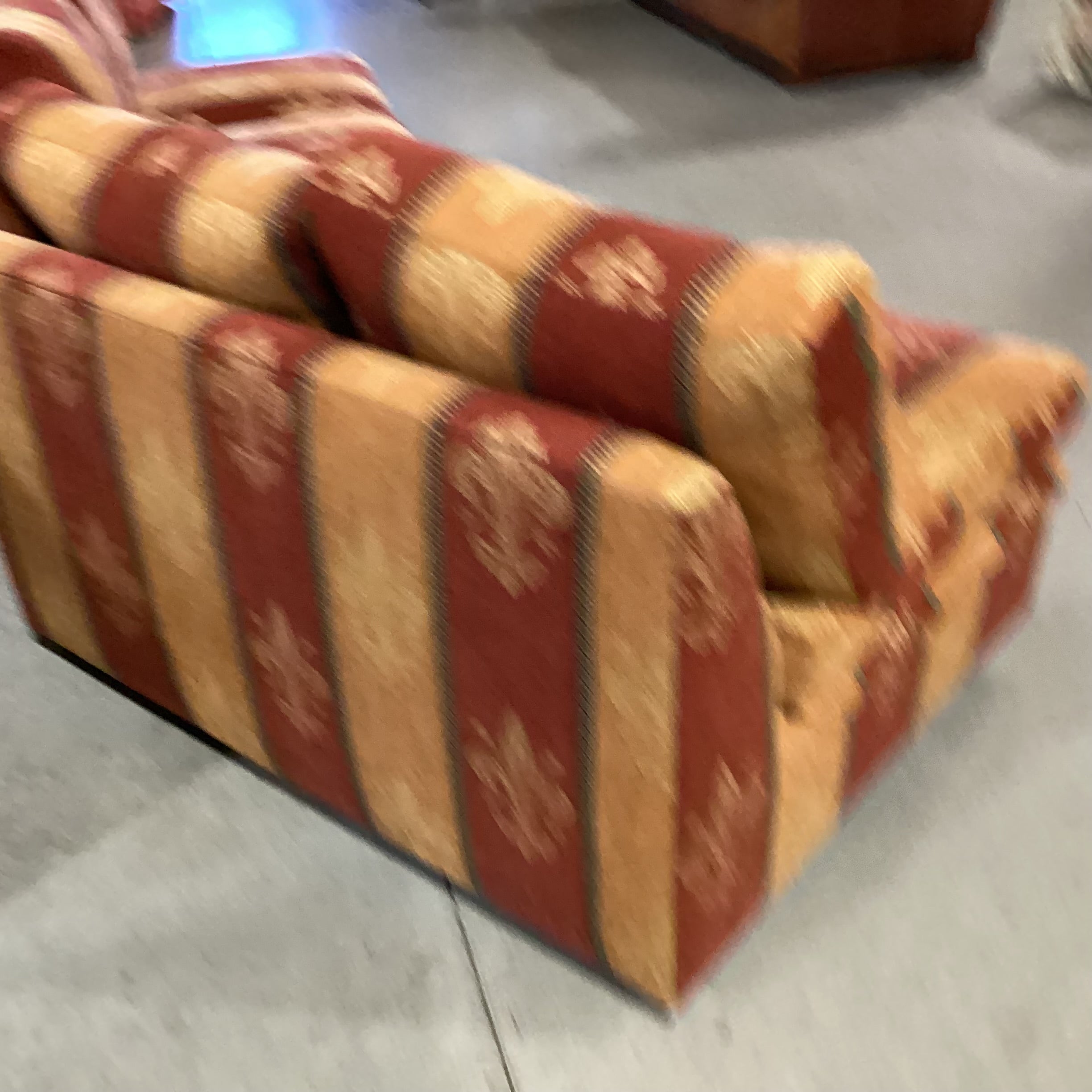 R Jones Custom Rust Gold Fleur De Lis Down Mix 2 Piece Sofa 103"x 37"x 30"